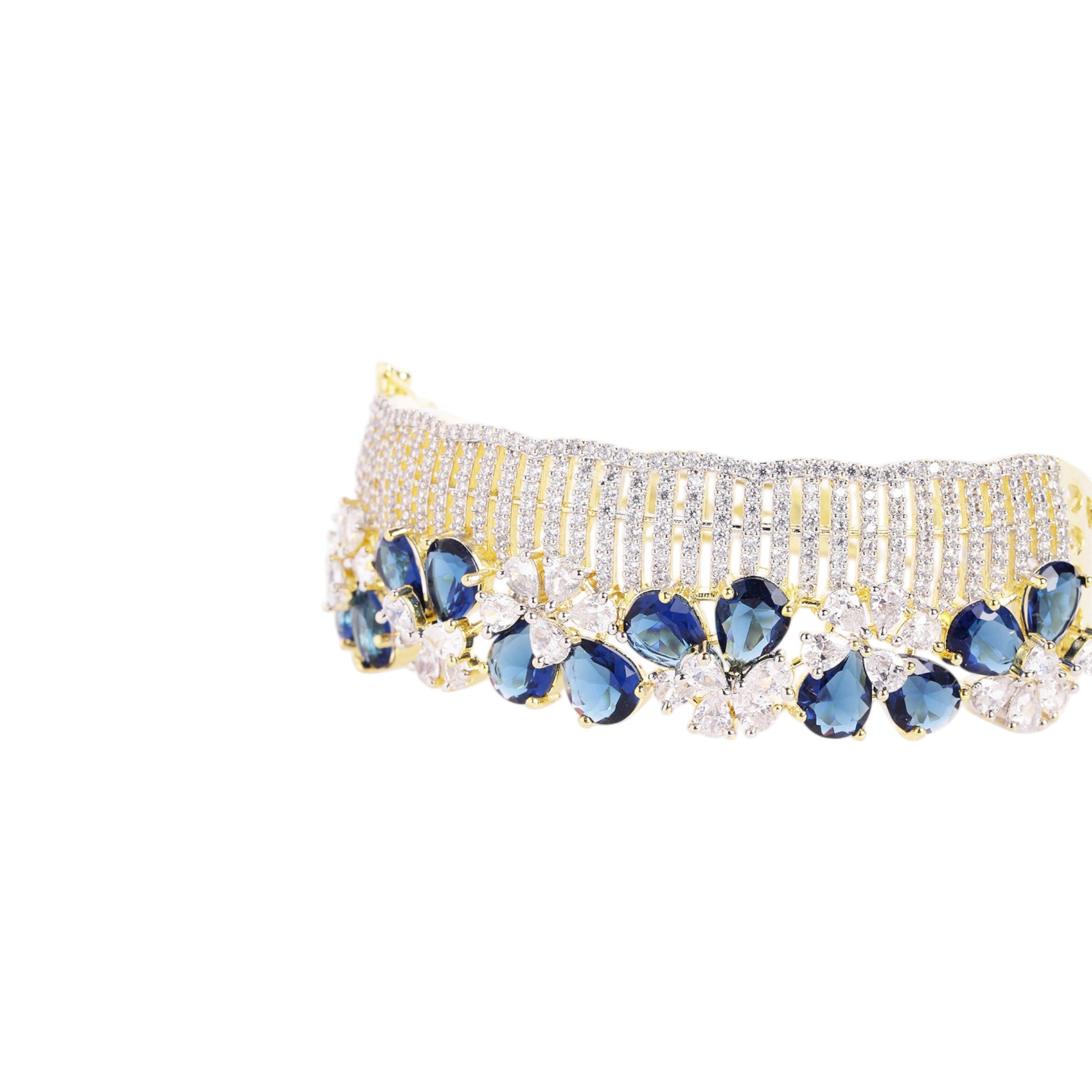 Women Cubic Zirconia Gold-Plated Kada Bracelet