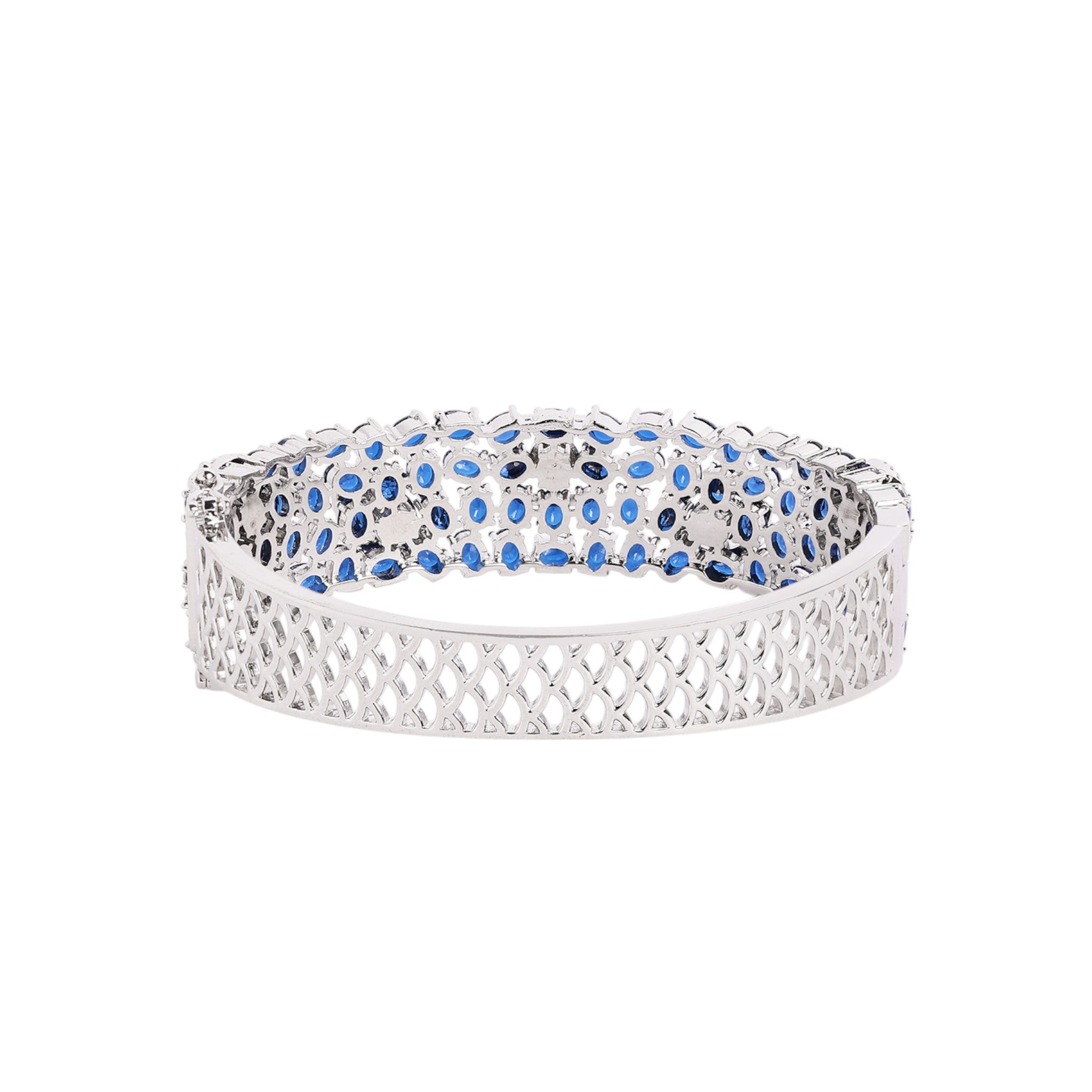 Women Cubic Zirconia Rhodium-Plated Kada Bracelet