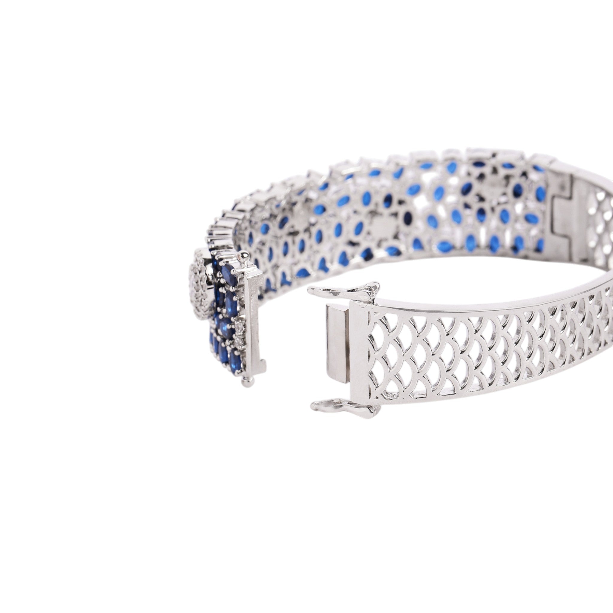 Women Cubic Zirconia Rhodium-Plated Kada Bracelet