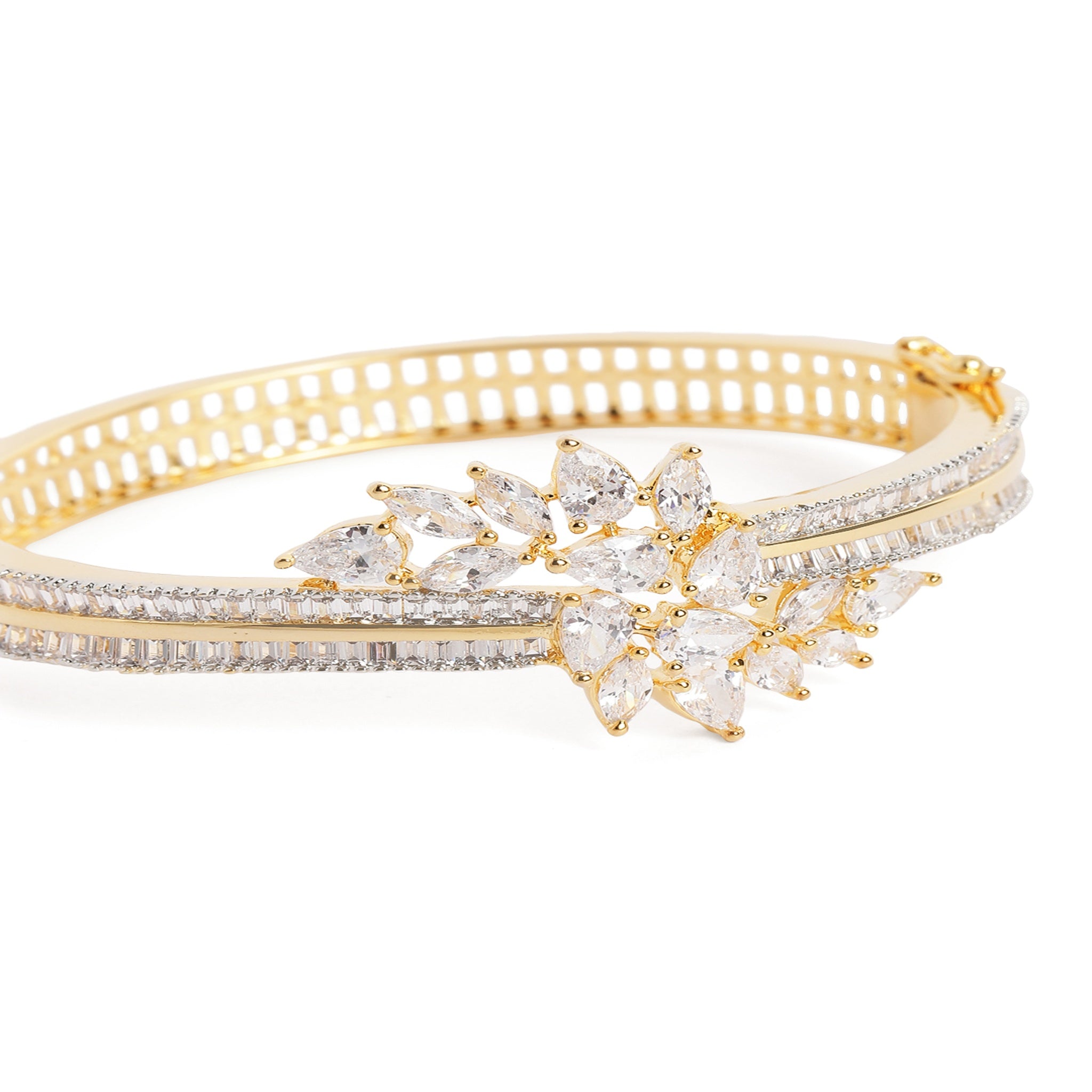 Women Cubic Zirconia Gold-Plated Kada Bracelet