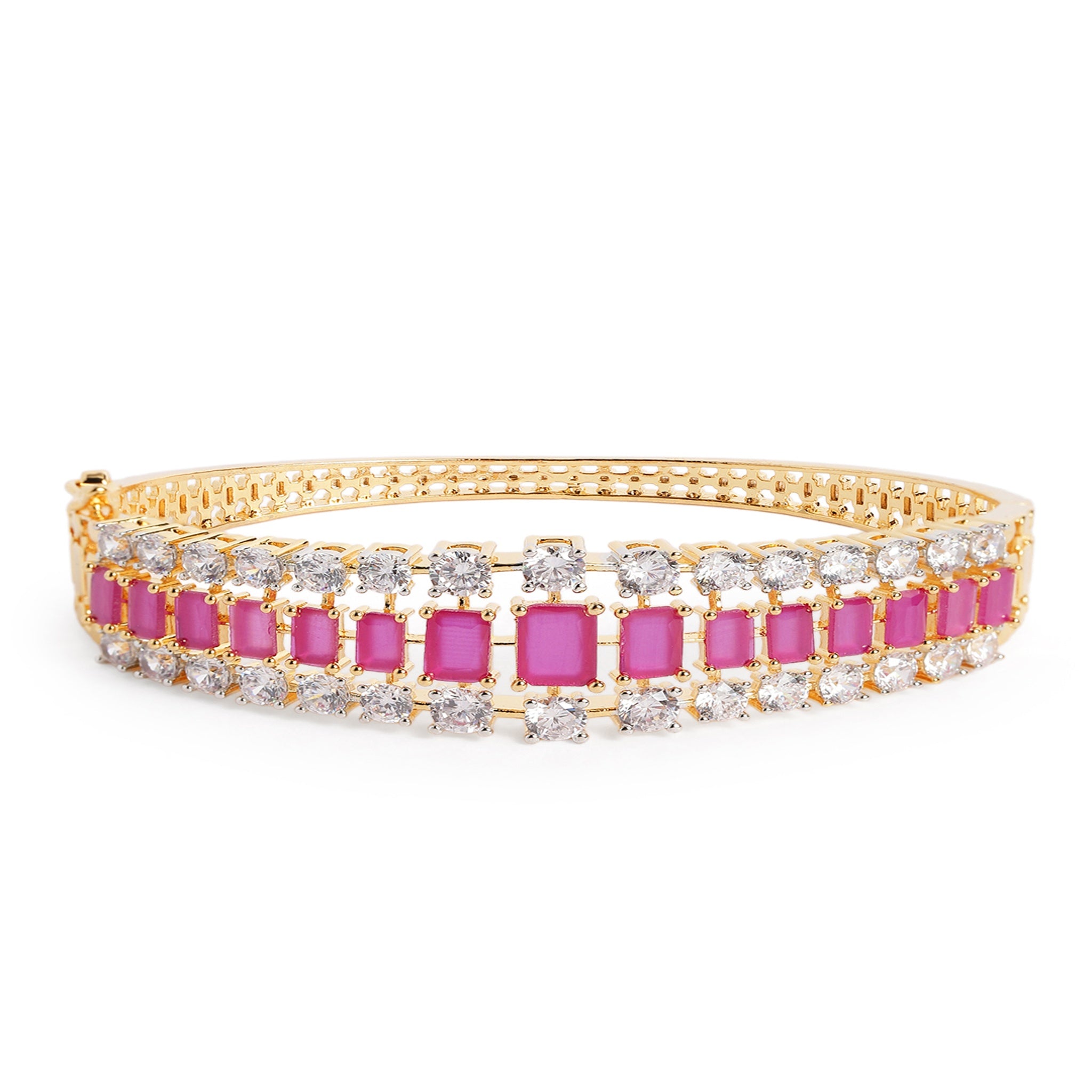 Women Cubic Zirconia Gold-Plated Kada Bracelet