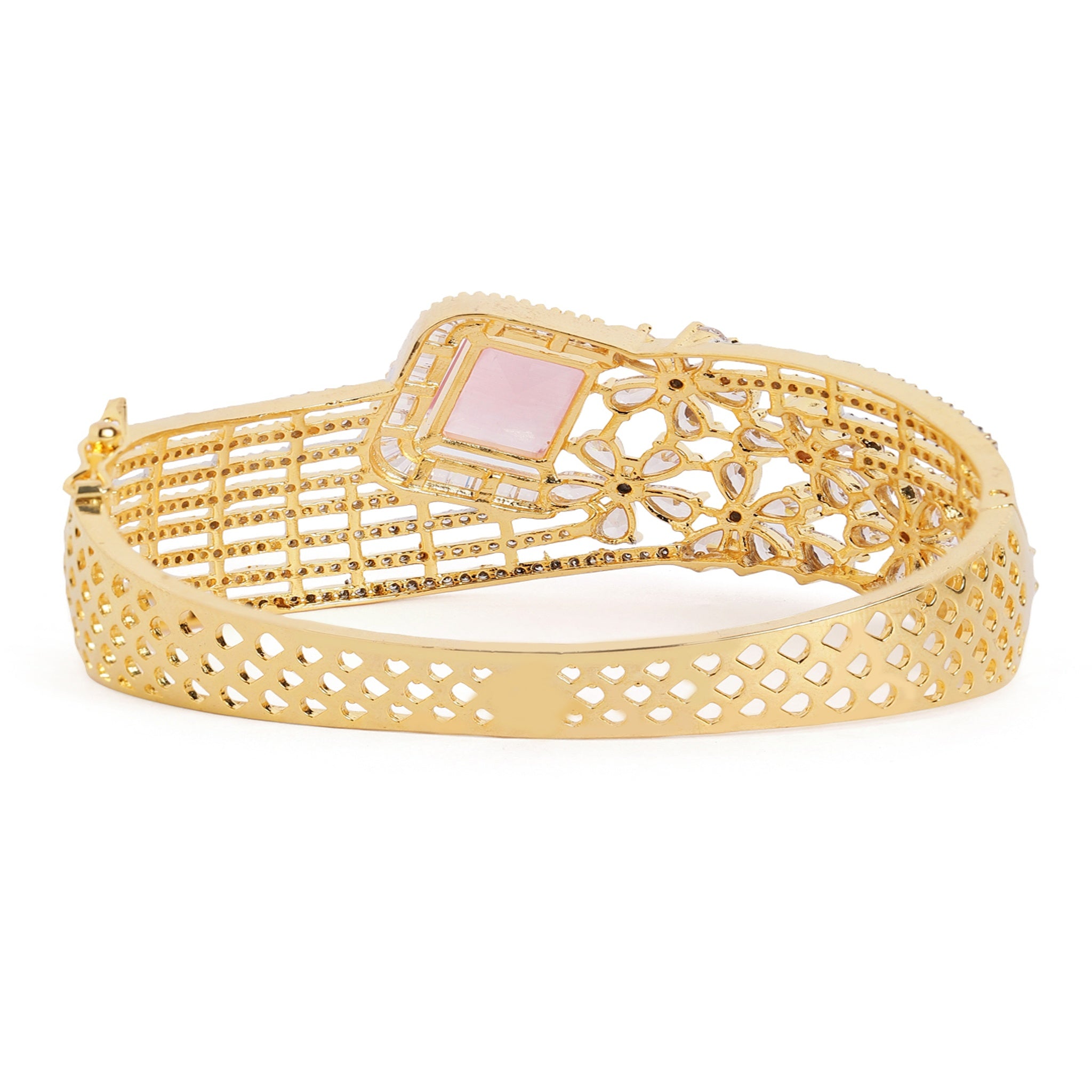 Women Gold-Plated Cubic Zirconia Studded Kada Bracelet