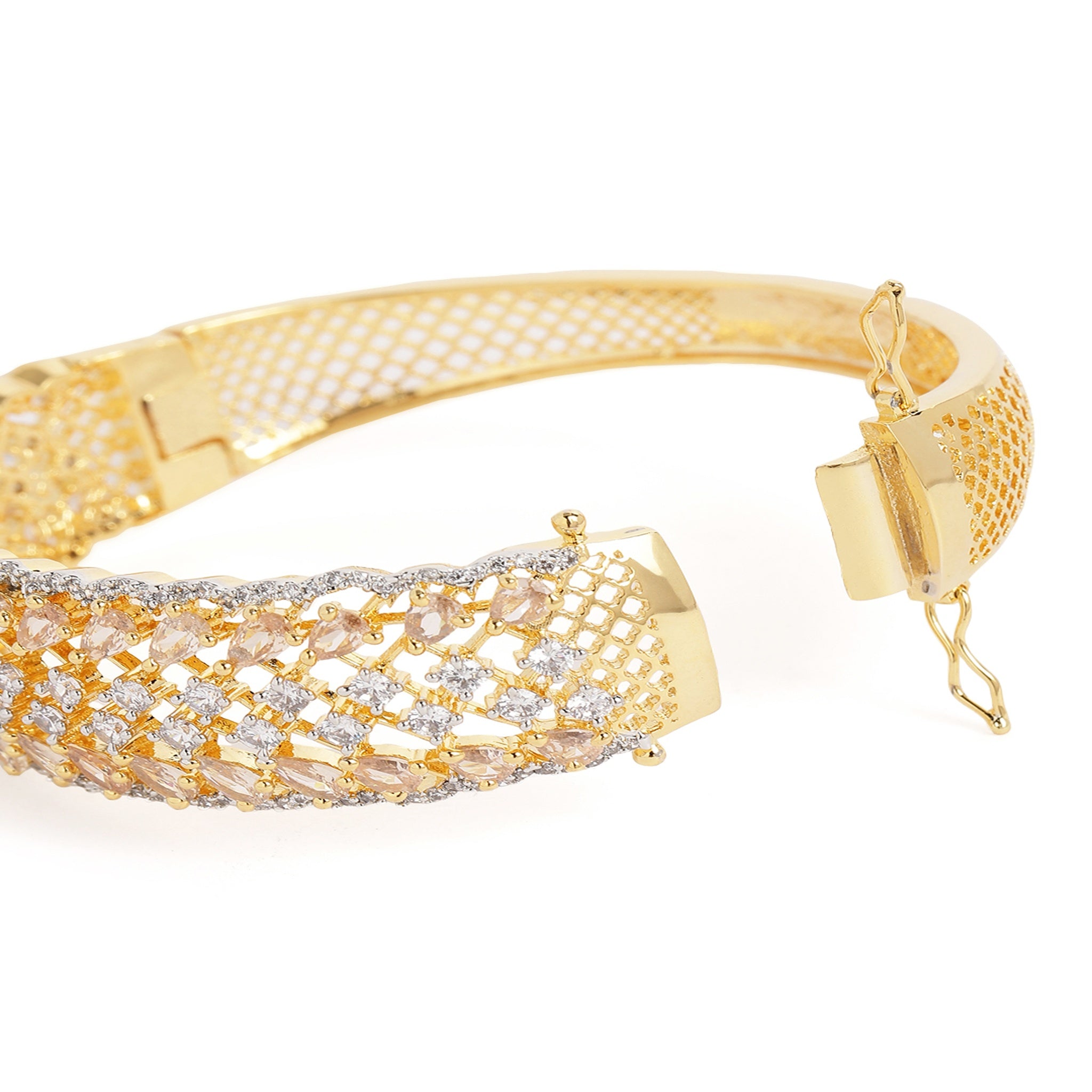 Women Cubic Zirconia Gold-Plated Kada Bracelet