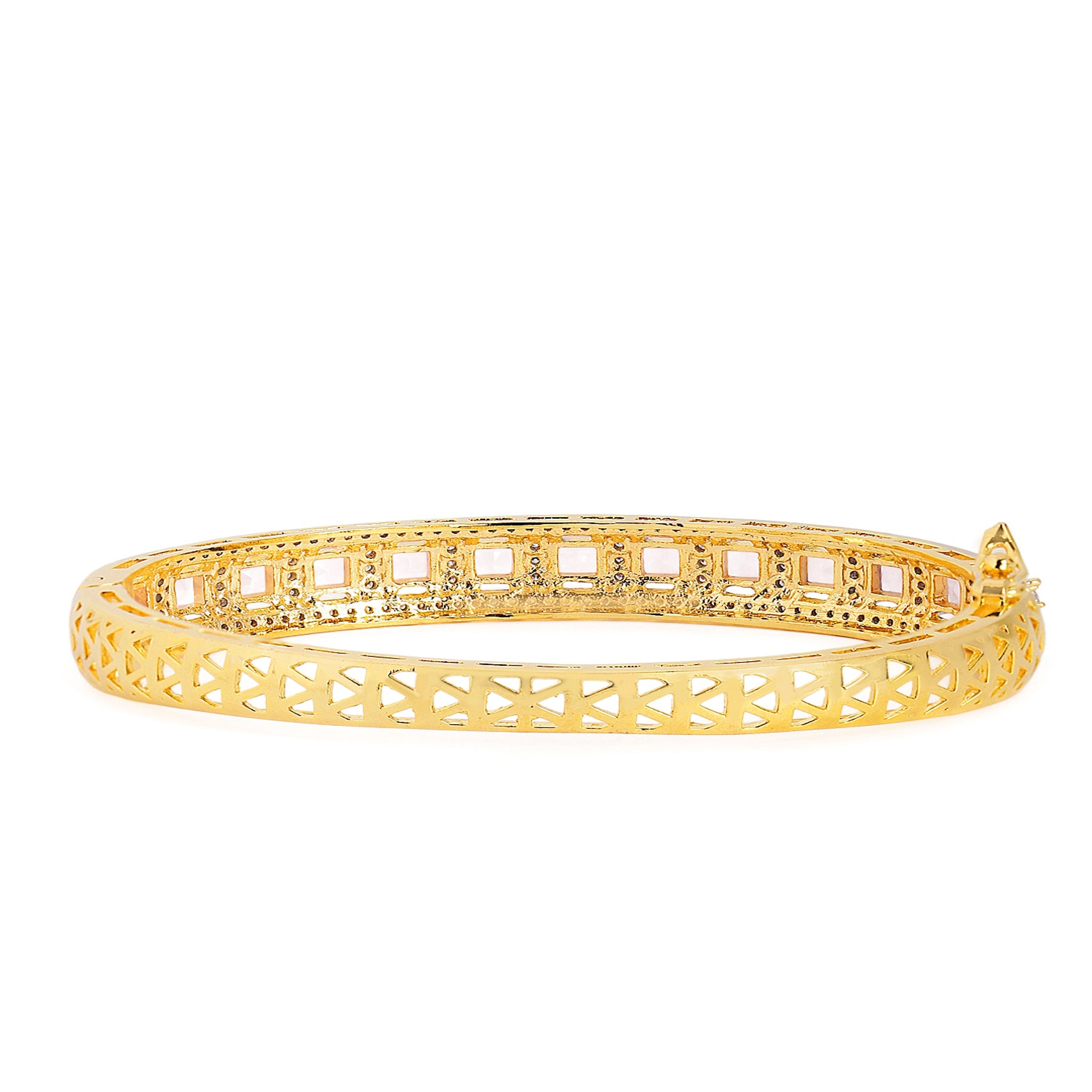 Women Gold-Plated Cubic Zirconia Studded Kada Bracelet