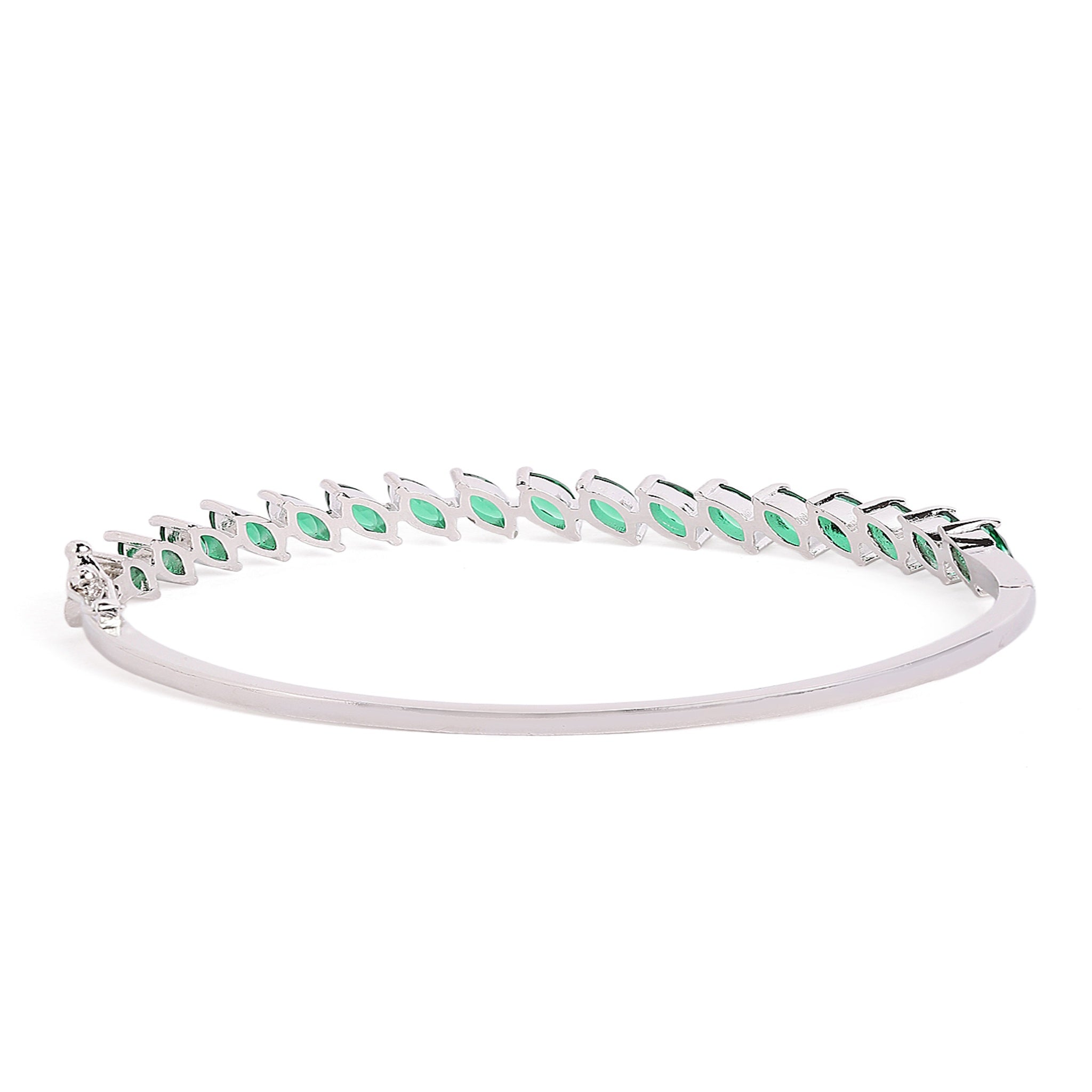 Women Cubic Zirconia Rhodium-Plated Kada Bracelet