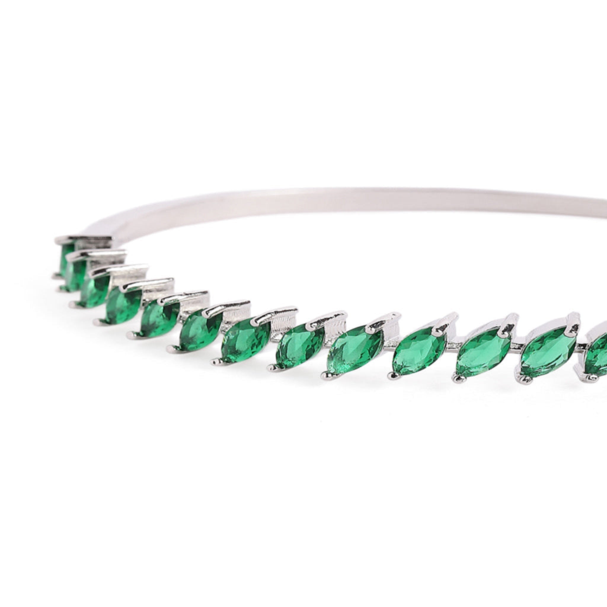 Women Cubic Zirconia Rhodium-Plated Kada Bracelet