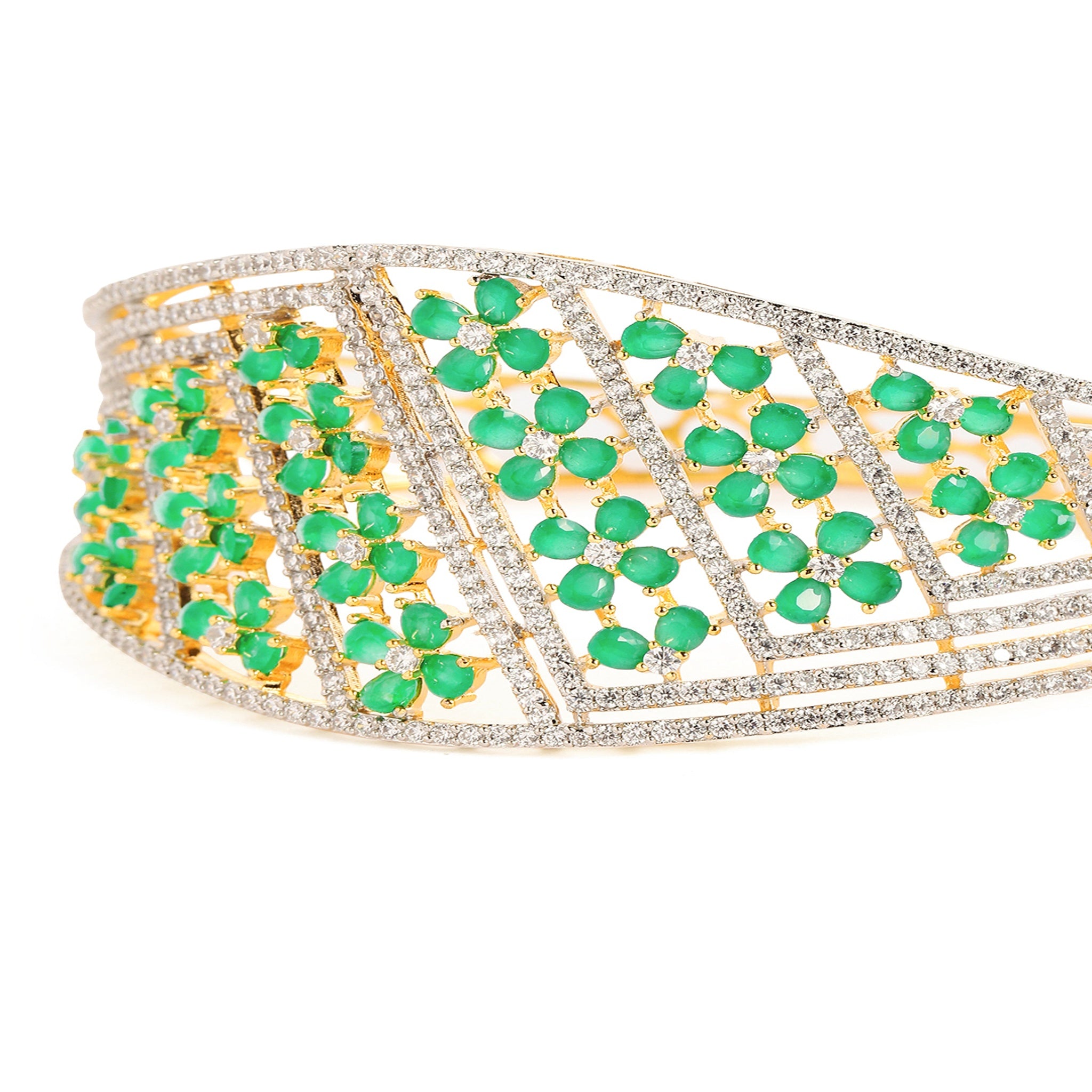 Women Cubic Zirconia Gold-Plated Kada Bracelet