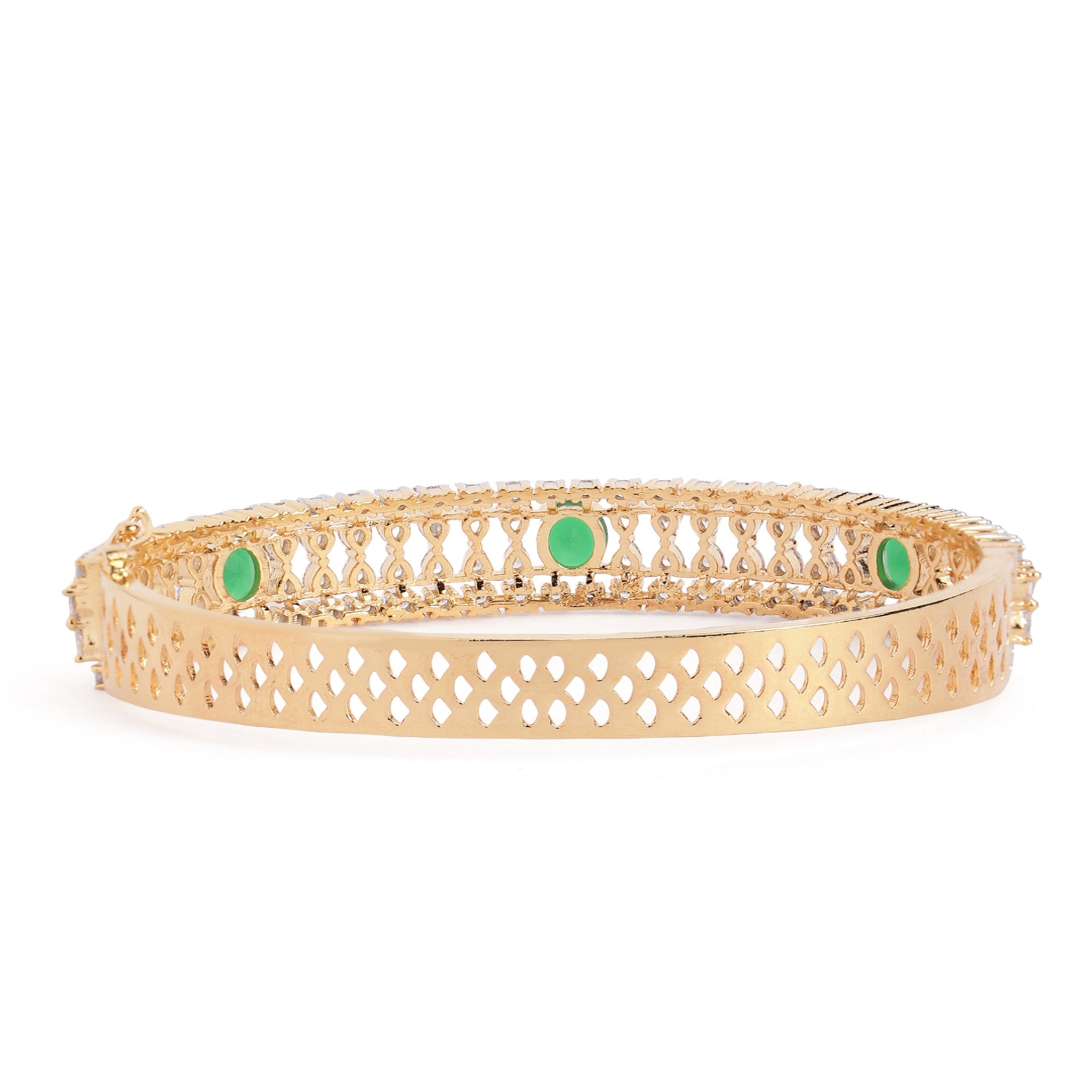 Women Cubic Zirconia Gold-Plated Kada Bracelet