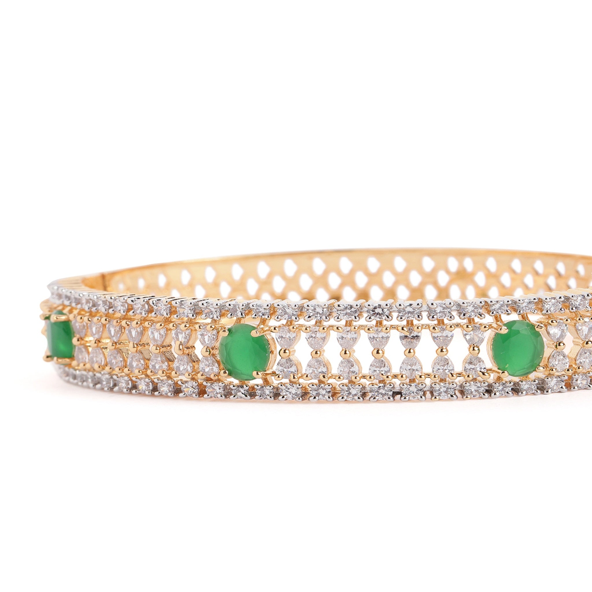 Women Cubic Zirconia Gold-Plated Kada Bracelet