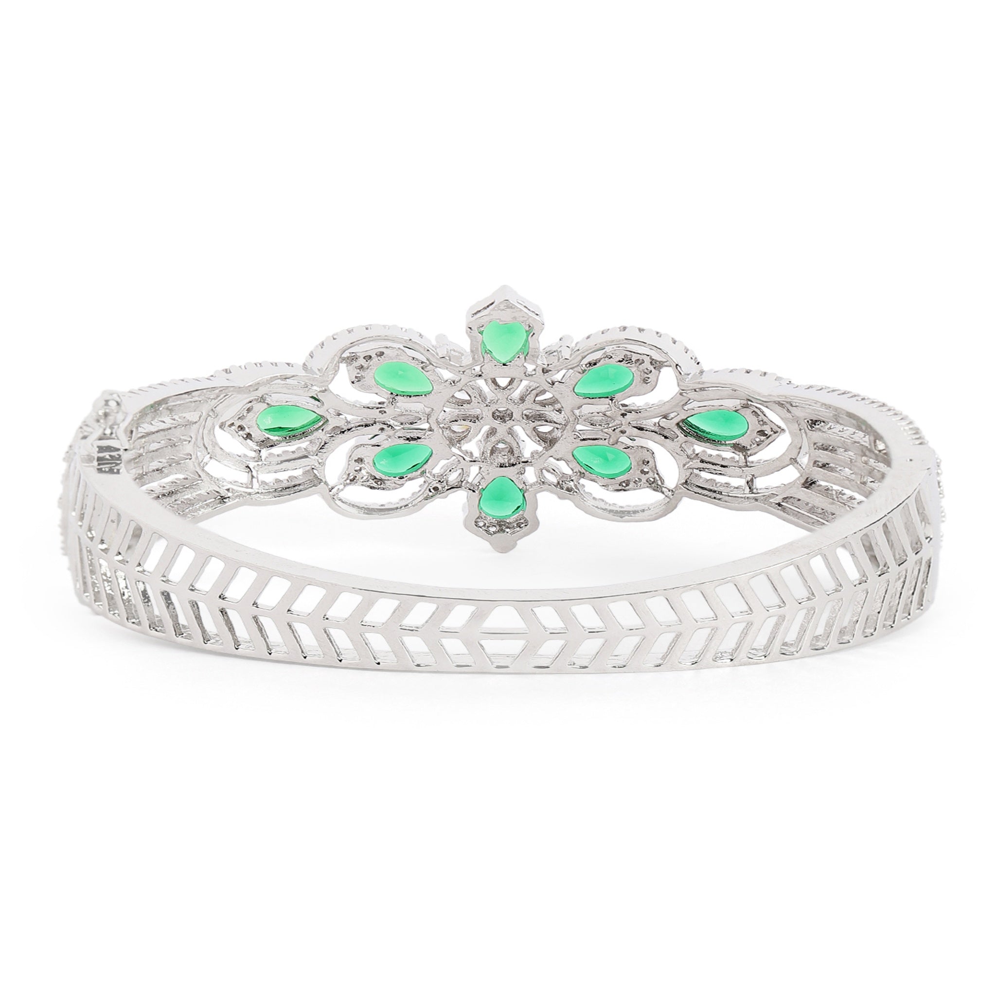 Women Cubic Zirconia Rhodium-Plated Kada Bracelet