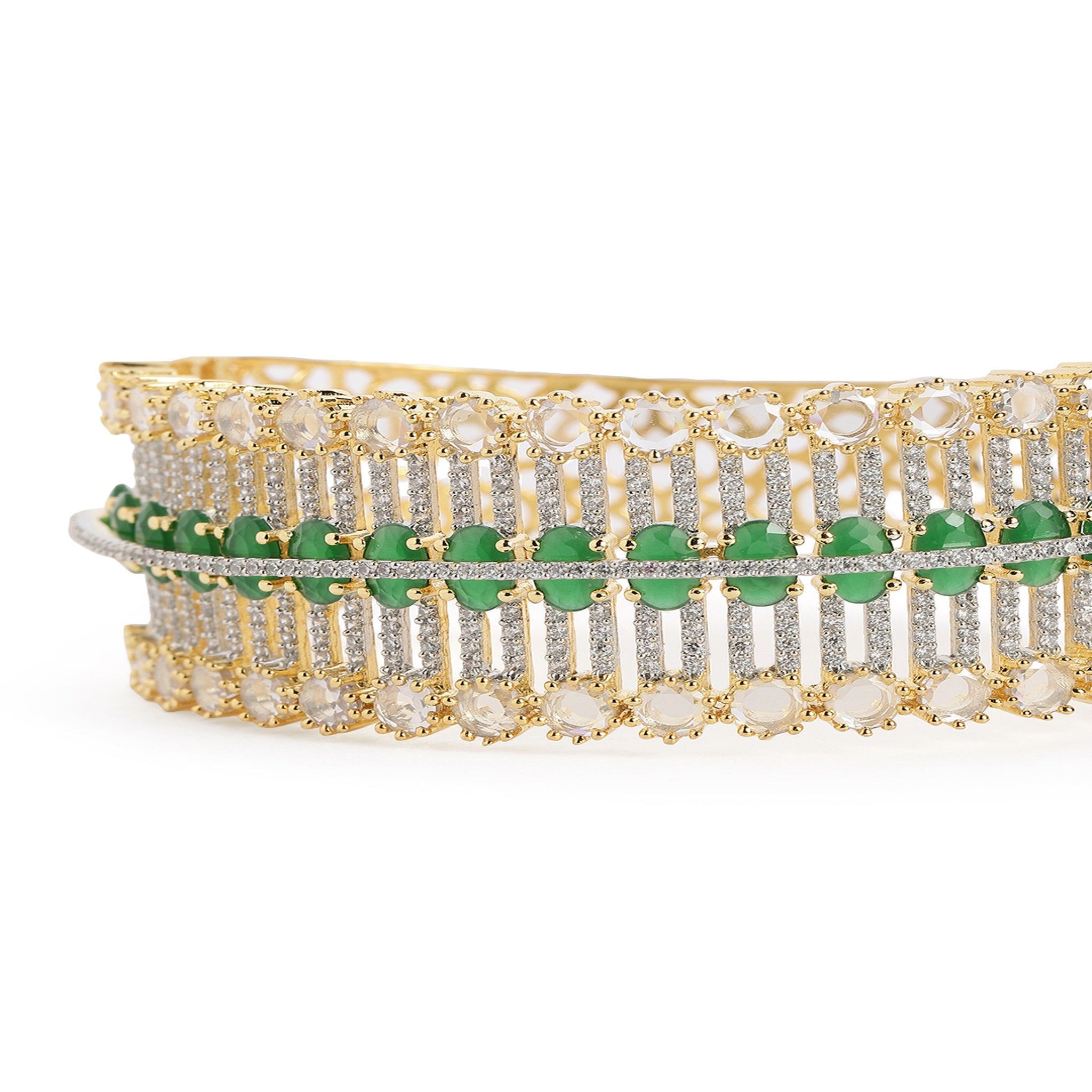 Women Cubic Zirconia Gold-Plated Kada Bracelet