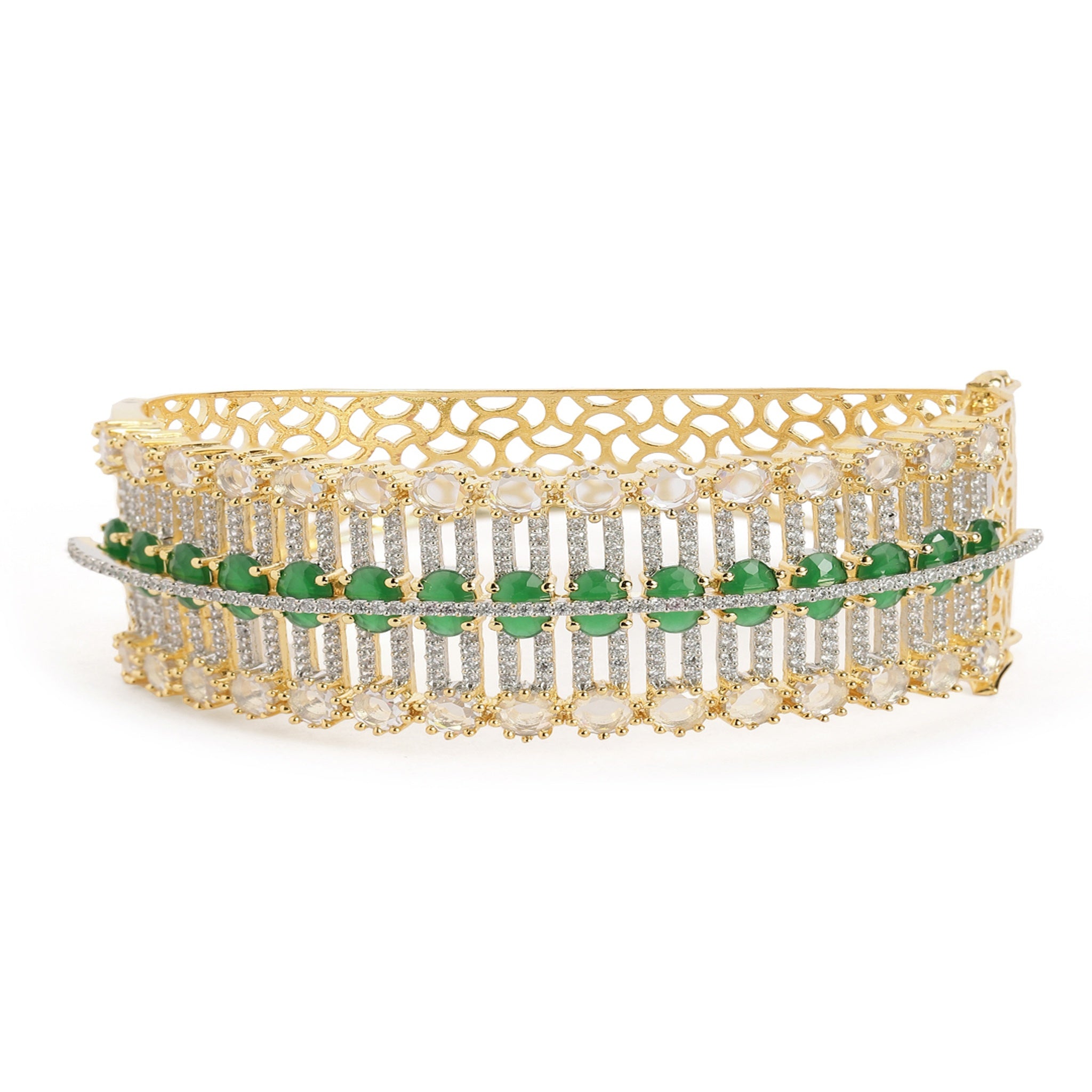 Women Cubic Zirconia Gold-Plated Kada Bracelet