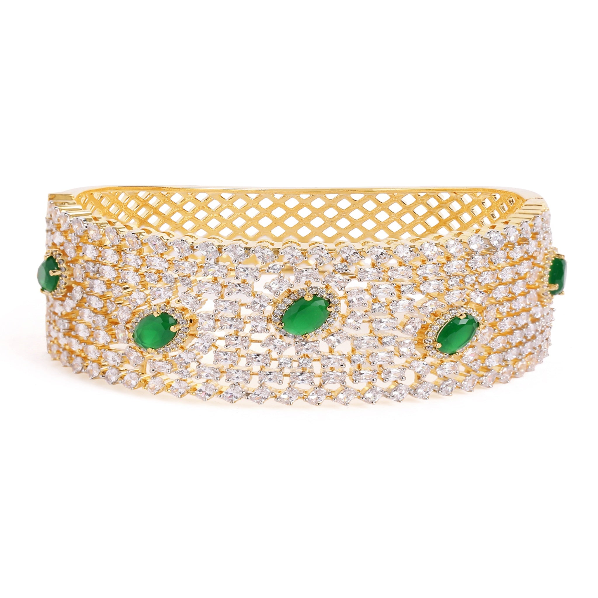 Women Cubic Zirconia Gold-Plated Kada Bracelet