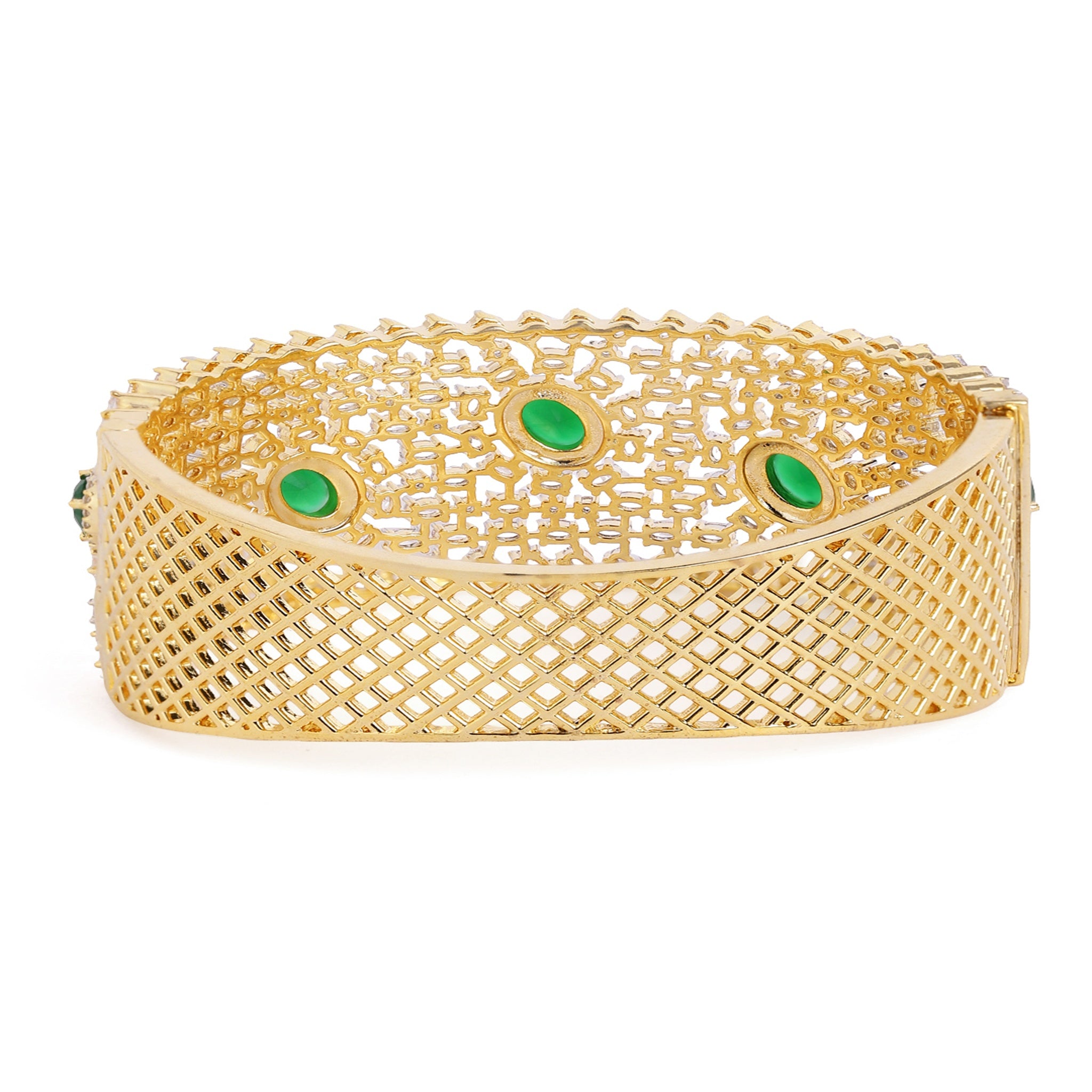 Women Cubic Zirconia Gold-Plated Kada Bracelet