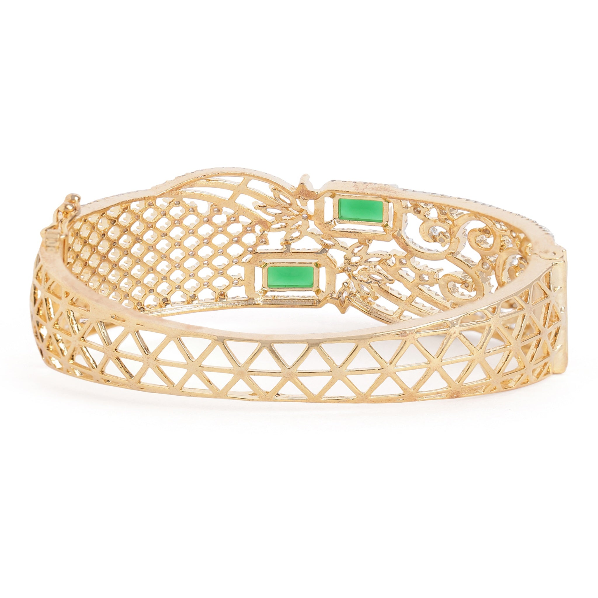 Women Cubic Zirconia Gold-Plated Kada Bracelet