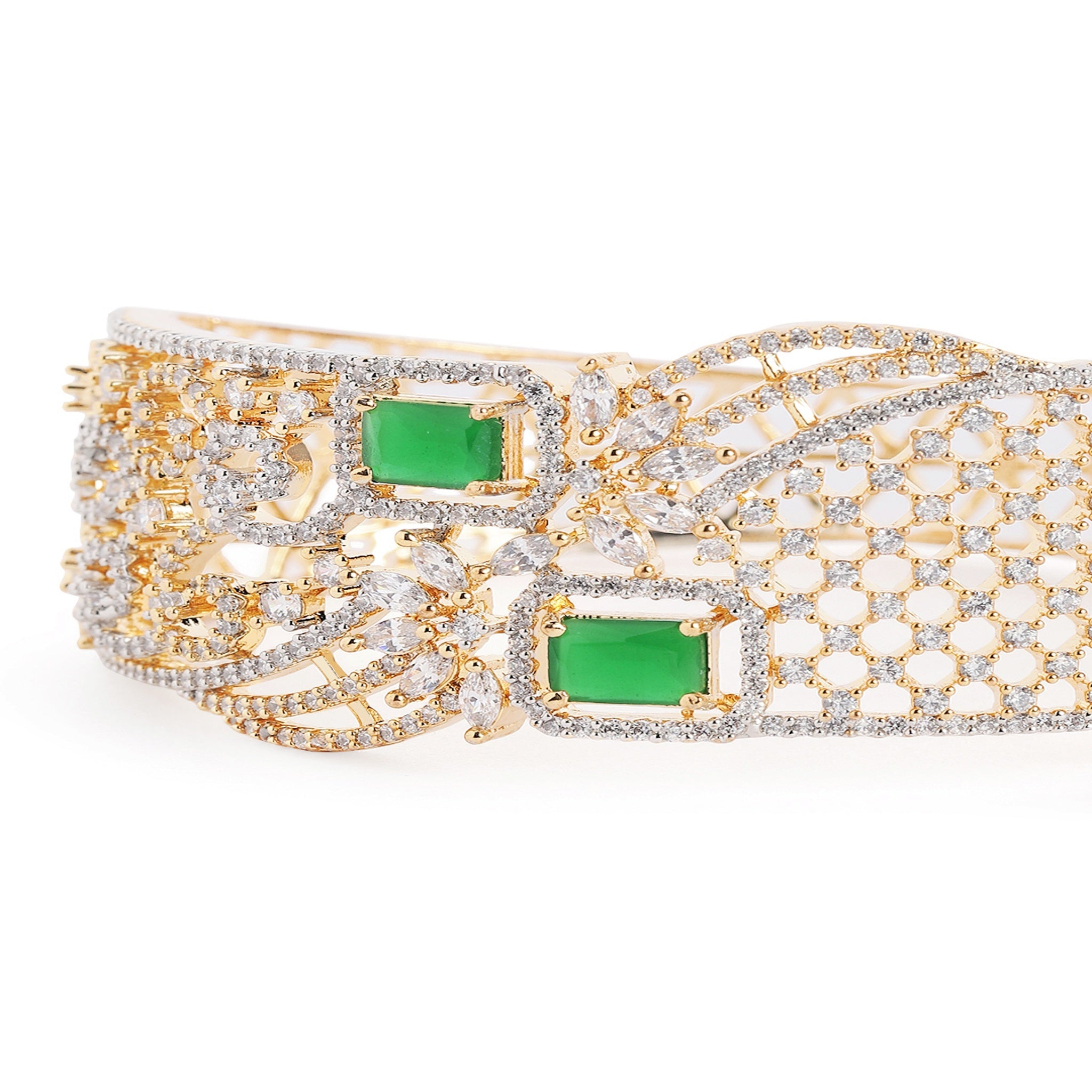 Women Cubic Zirconia Gold-Plated Kada Bracelet