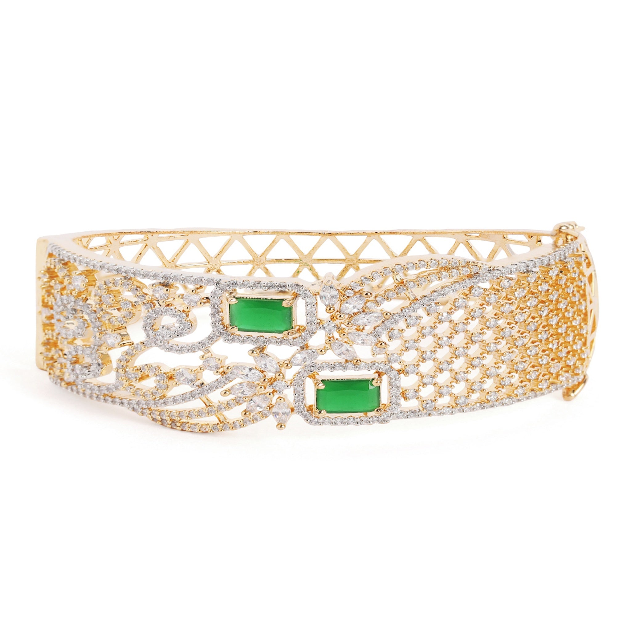 Women Cubic Zirconia Gold-Plated Kada Bracelet