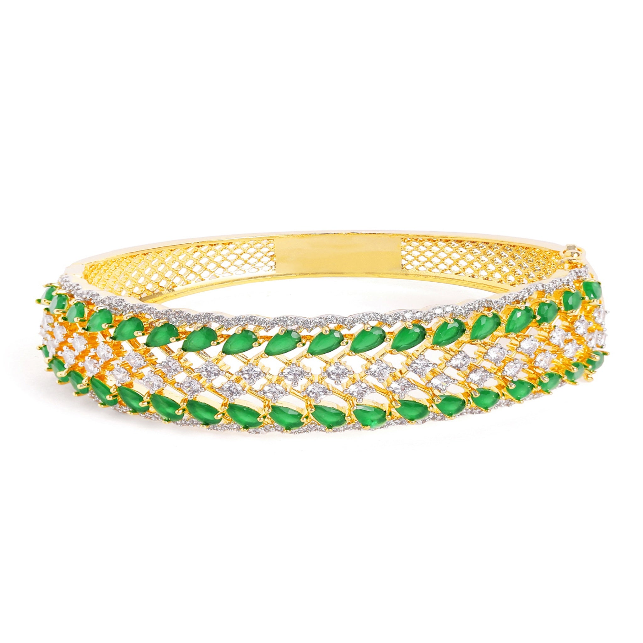 Women Cubic Zirconia Gold-Plated Kada Bracelet