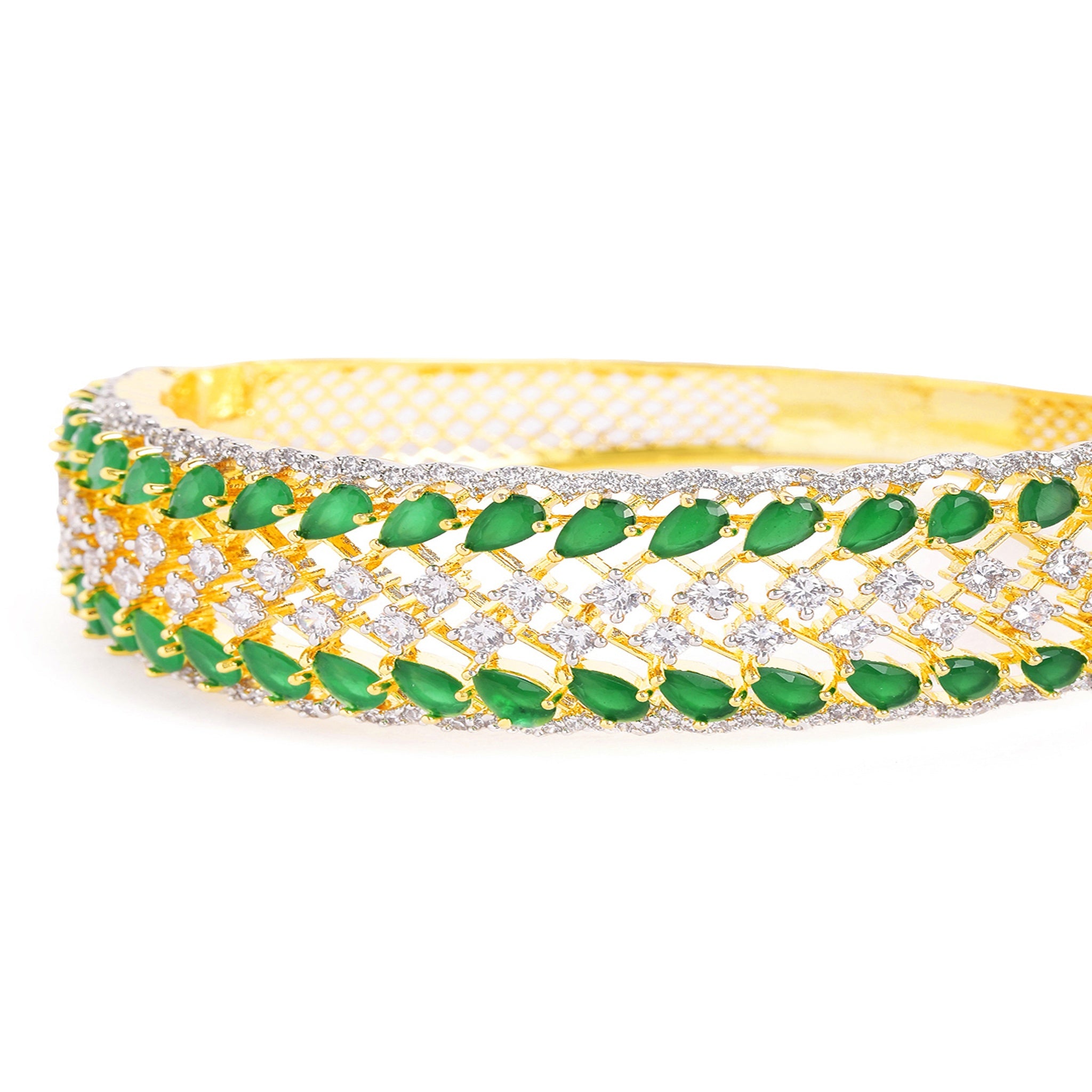Women Cubic Zirconia Gold-Plated Kada Bracelet