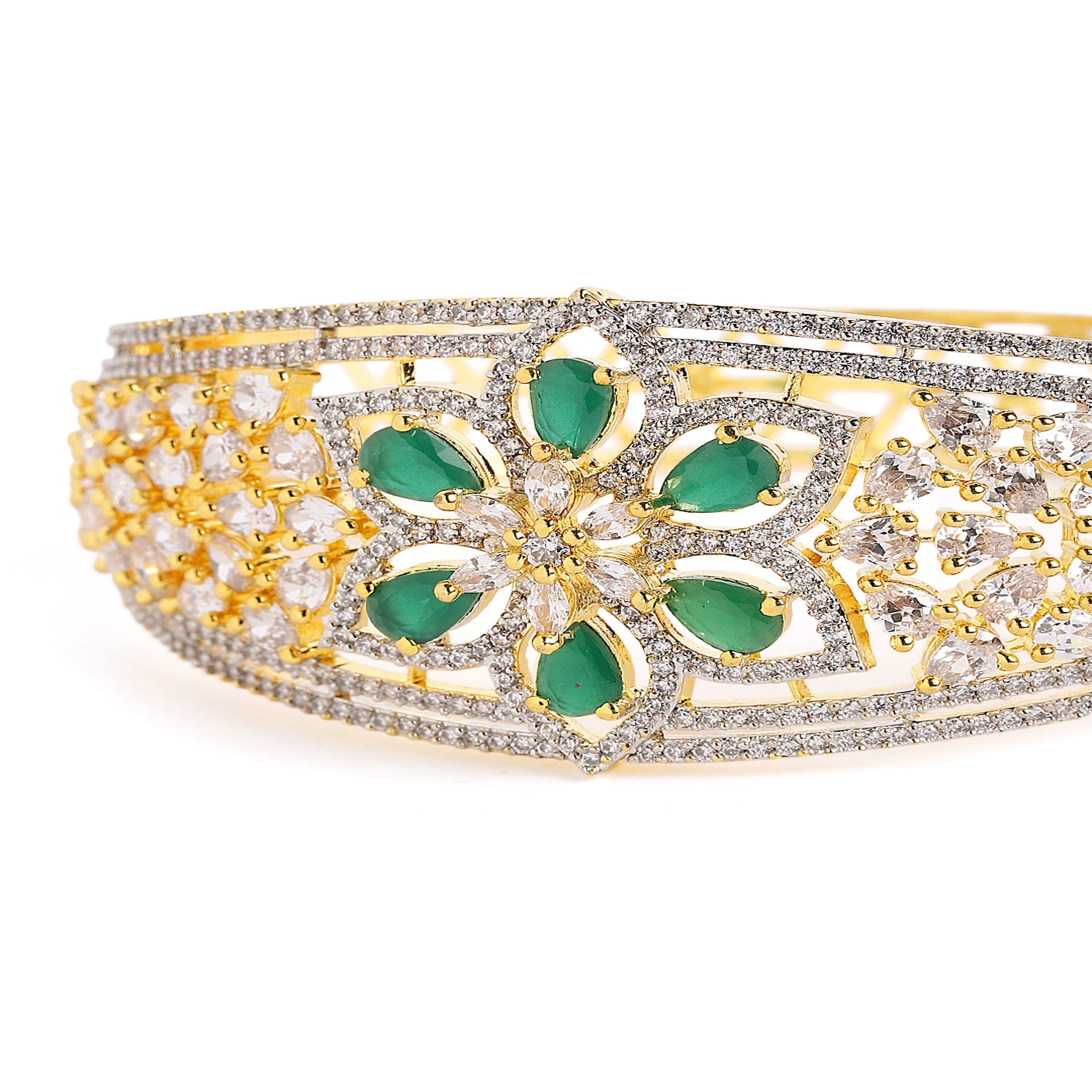 Women Cubic Zirconia Gold-Plated Kada Bracelet
