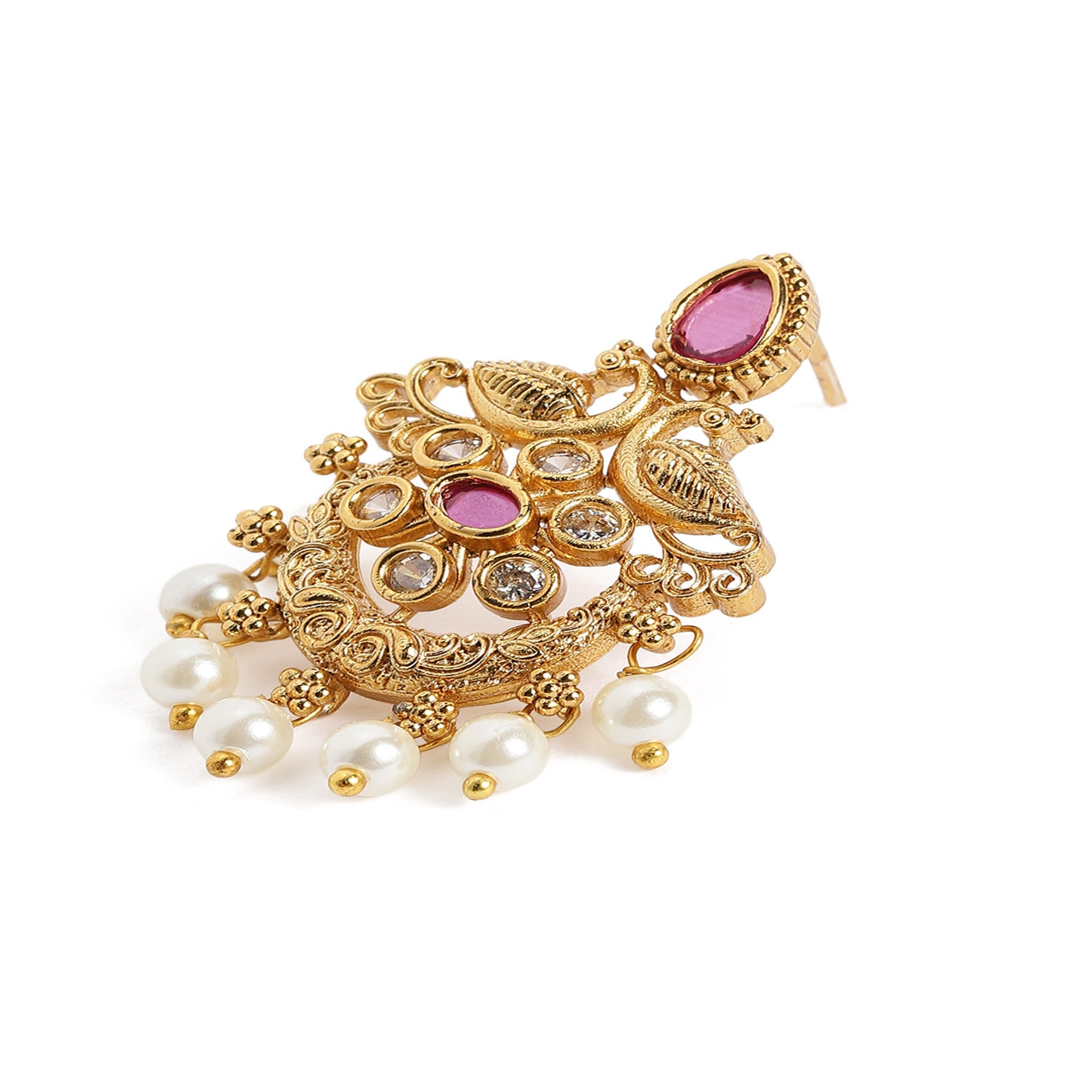 Gold Plated Antique Peacock Necklace Set