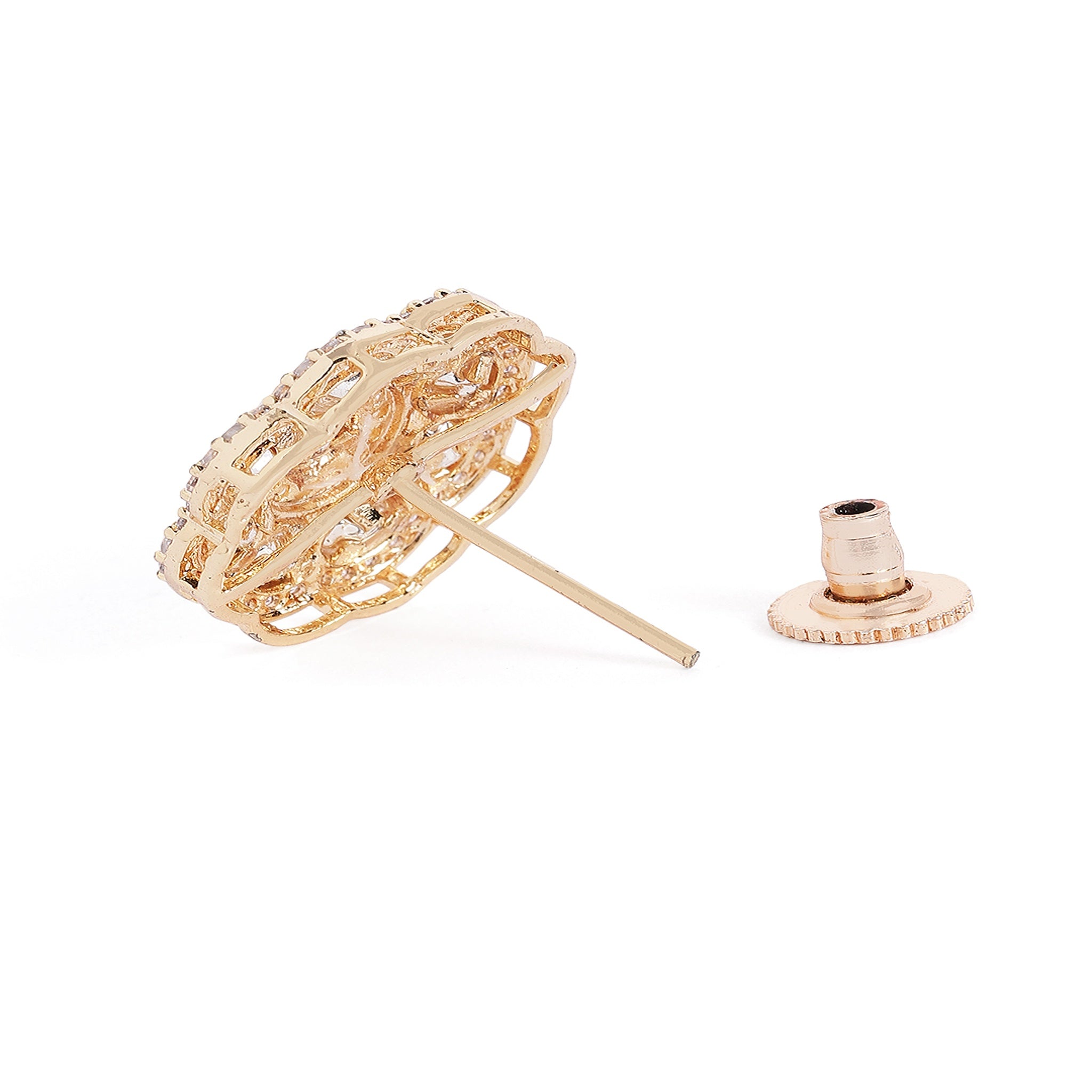 Gold-Plated Ruby Classic Kundan Studs