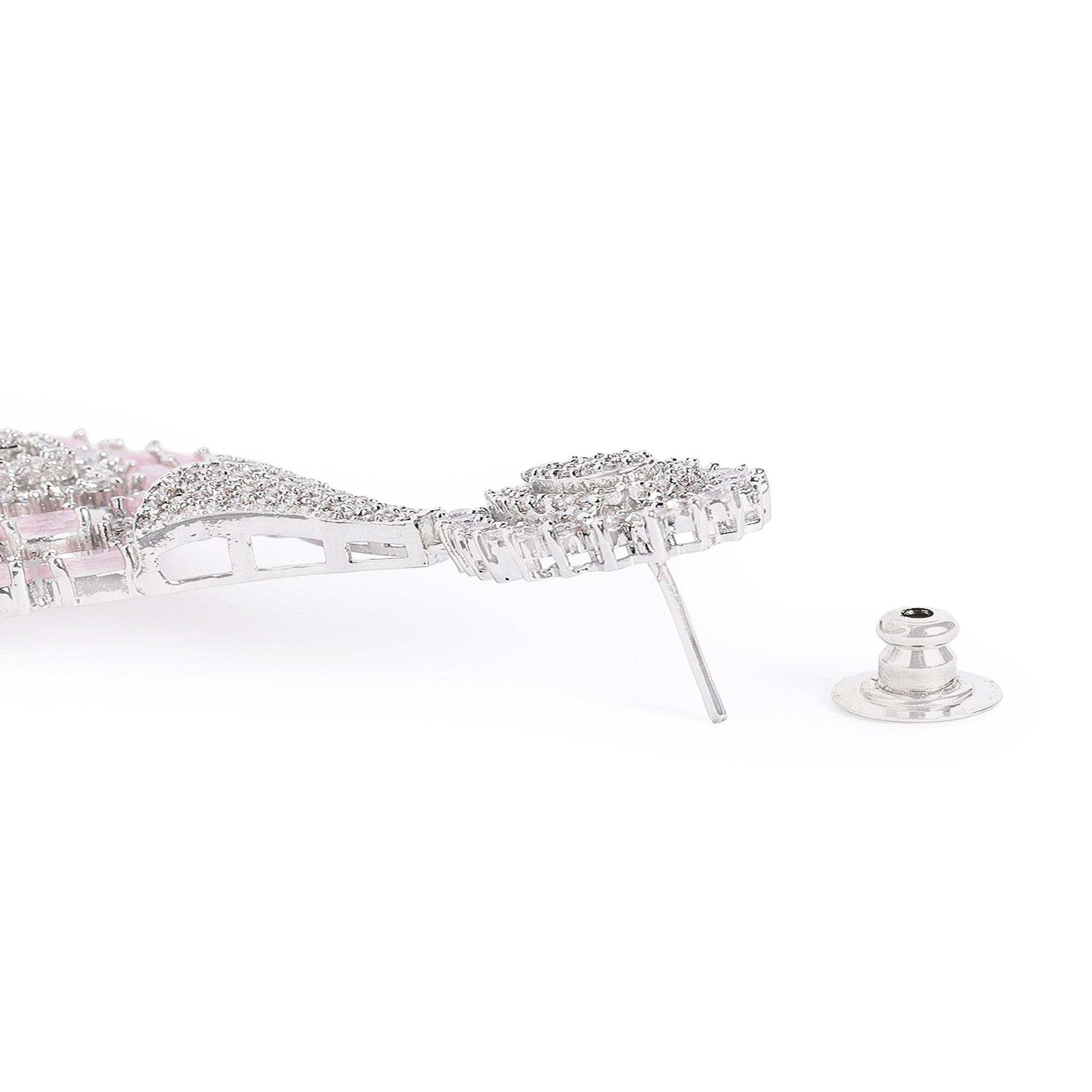 Silver-Toned Pink Classic Drop Earrings