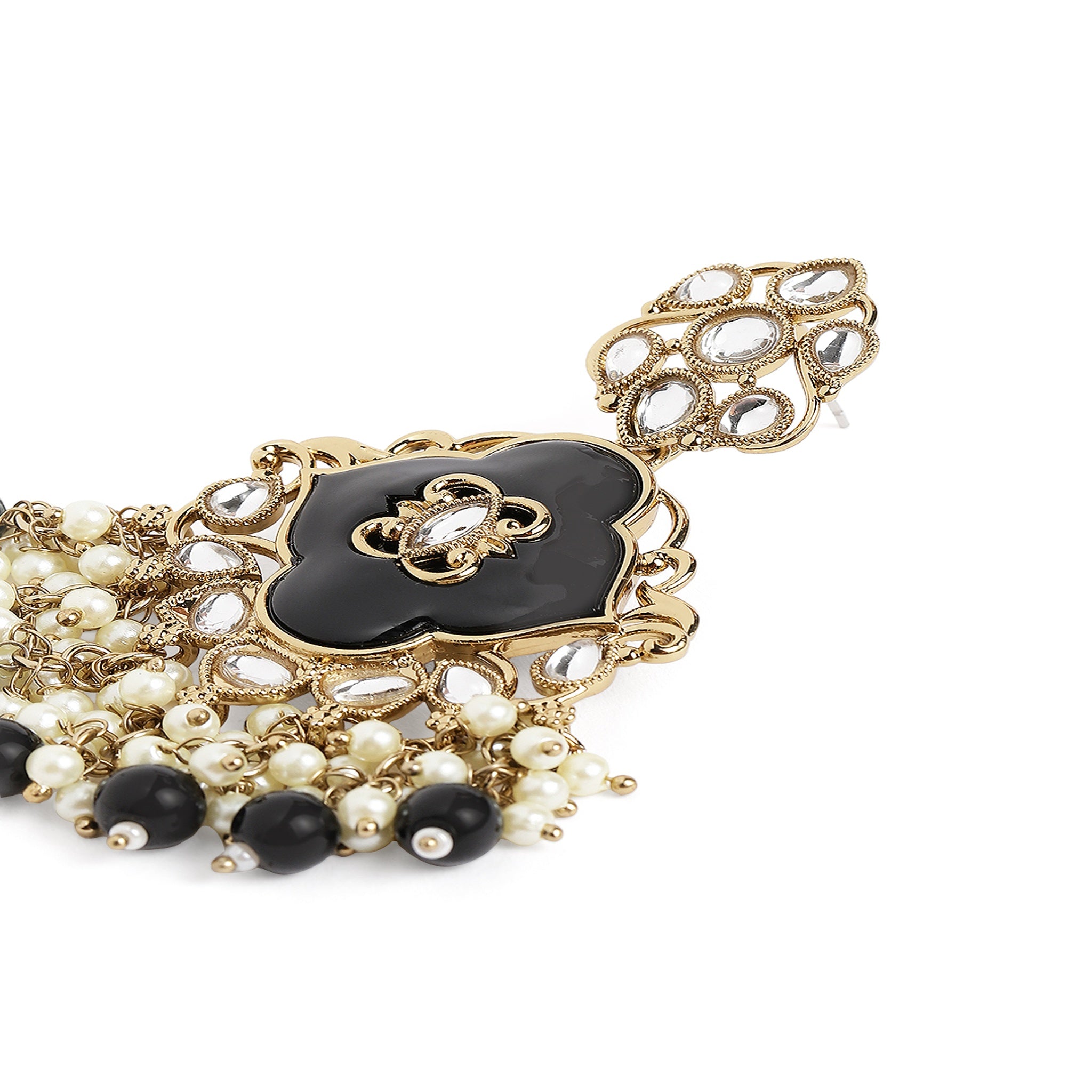 Gold Plated Black Classic Earrings