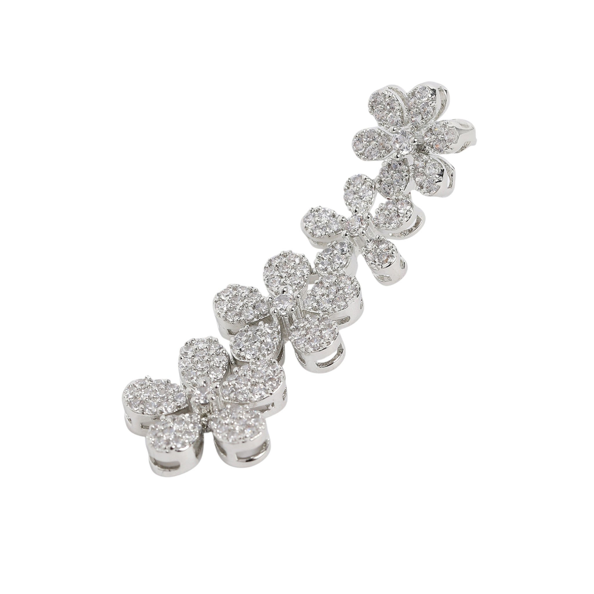 Rhodium-Plated Silver AD-Studded Jewellery Set