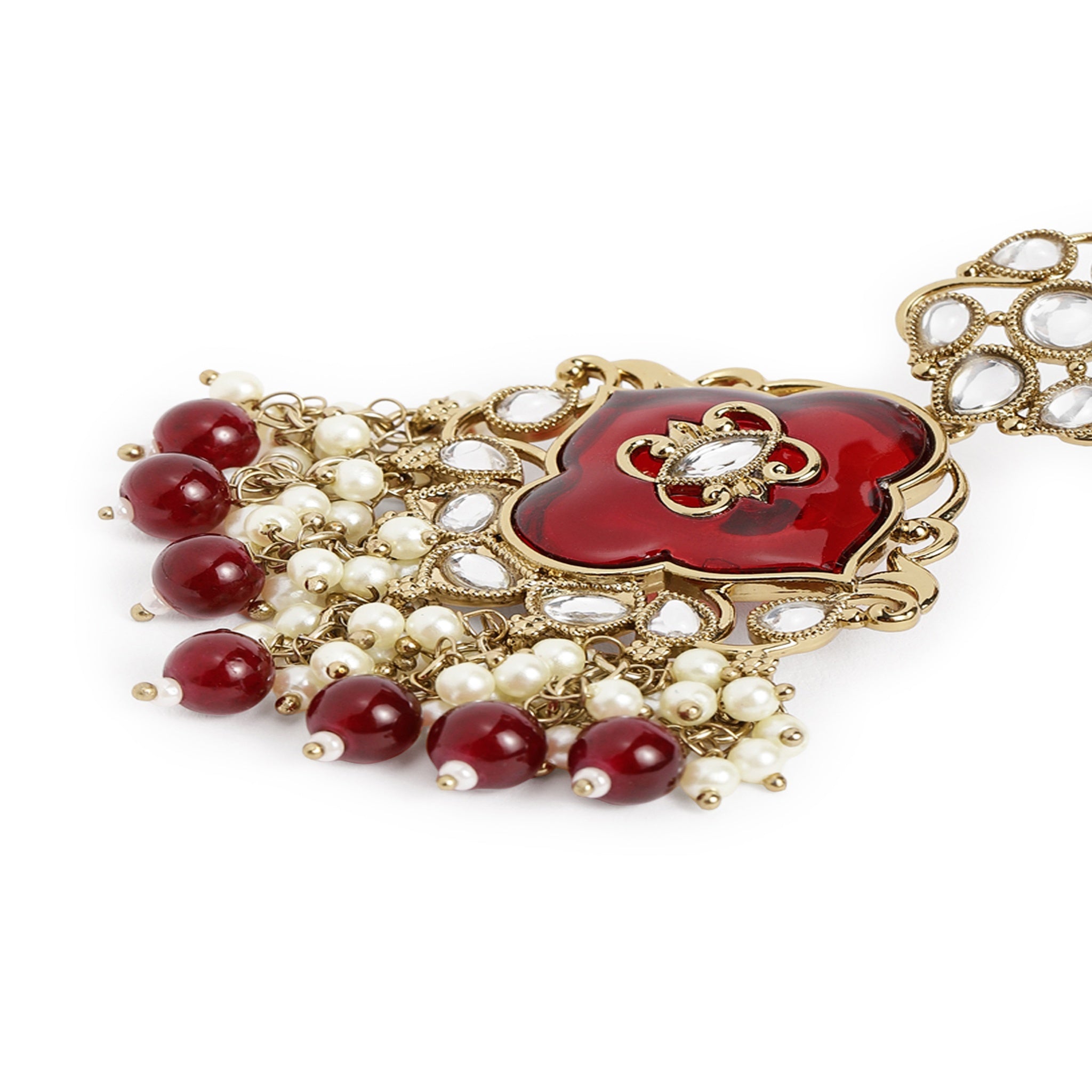 Gold Plated Maroon Classic Earrings