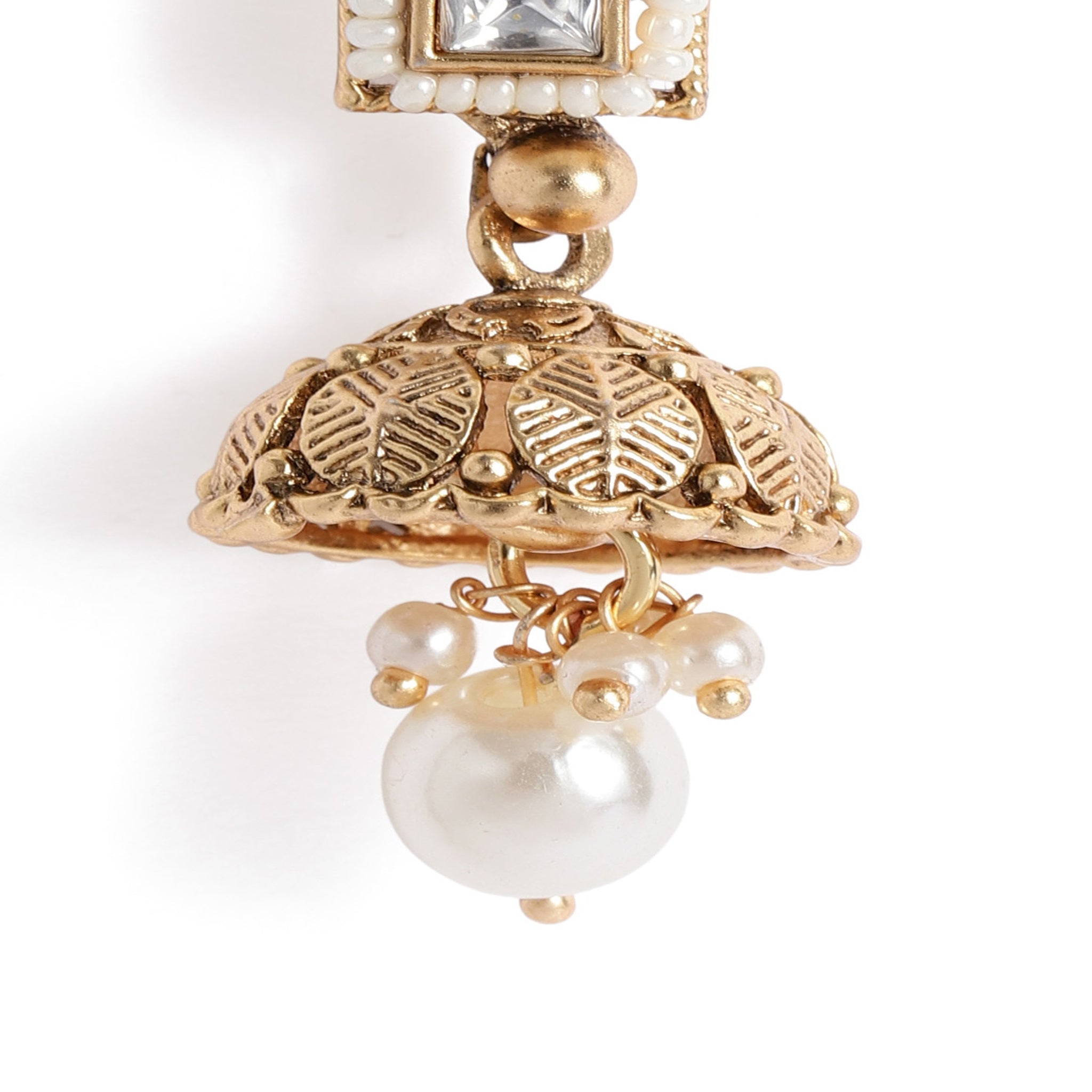 Gold Plated Antique White Enamelled Necklace Set