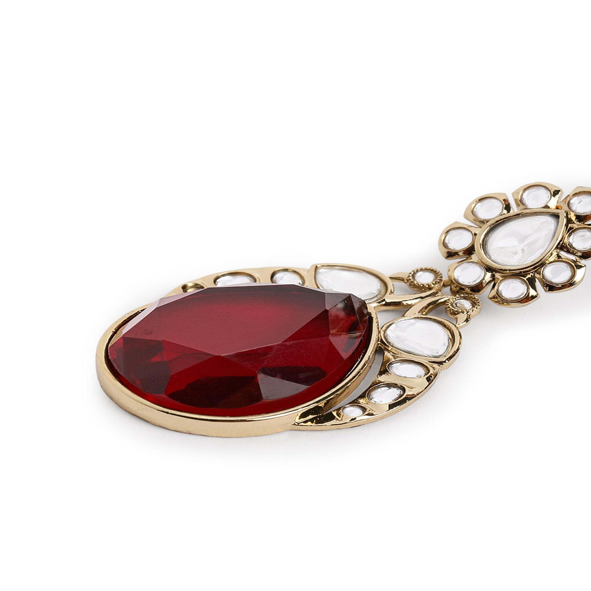 Gold Plated Maroon Drop Earrings