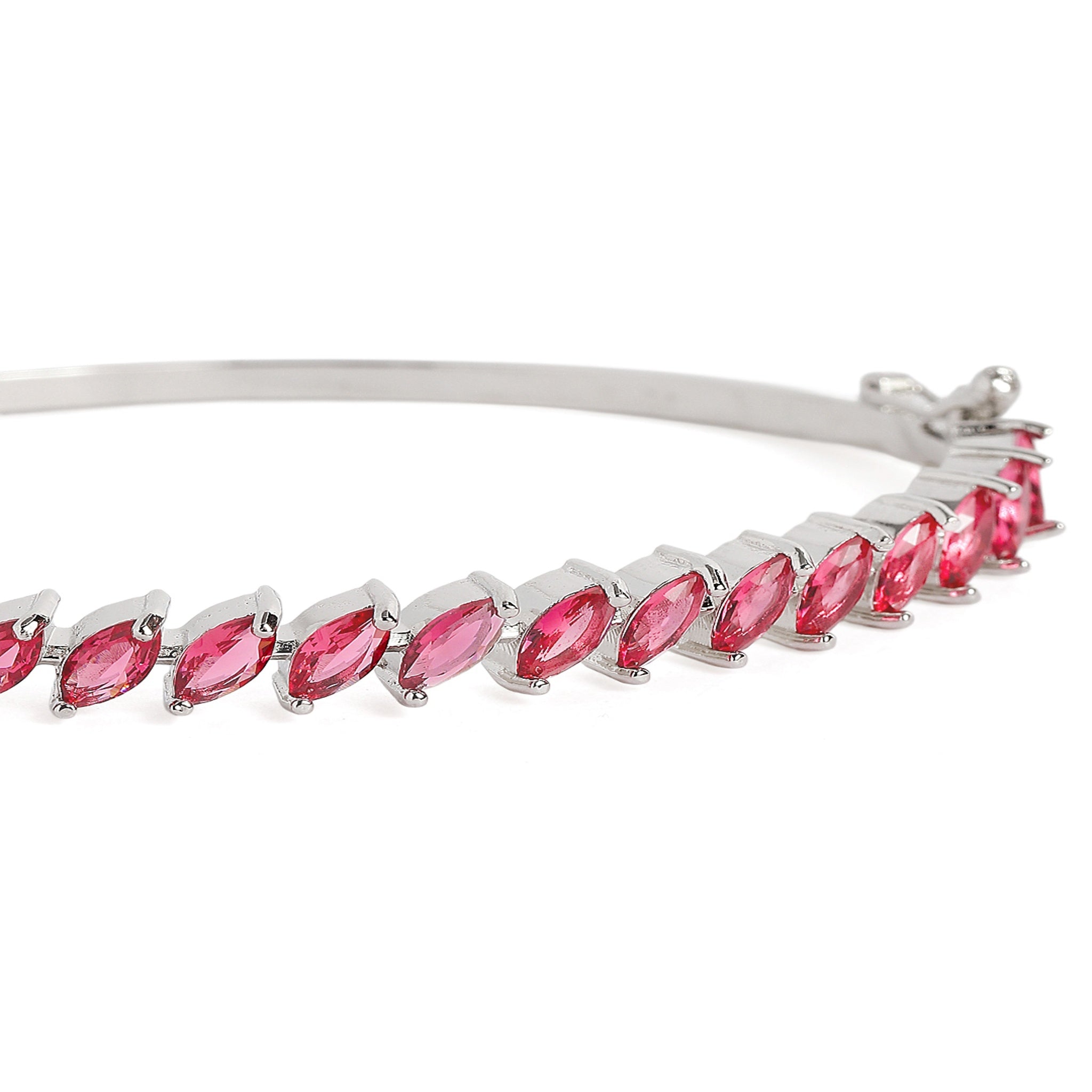 Women Cubic Zirconia Rhodium-Plated Kada Bracelet-Rani