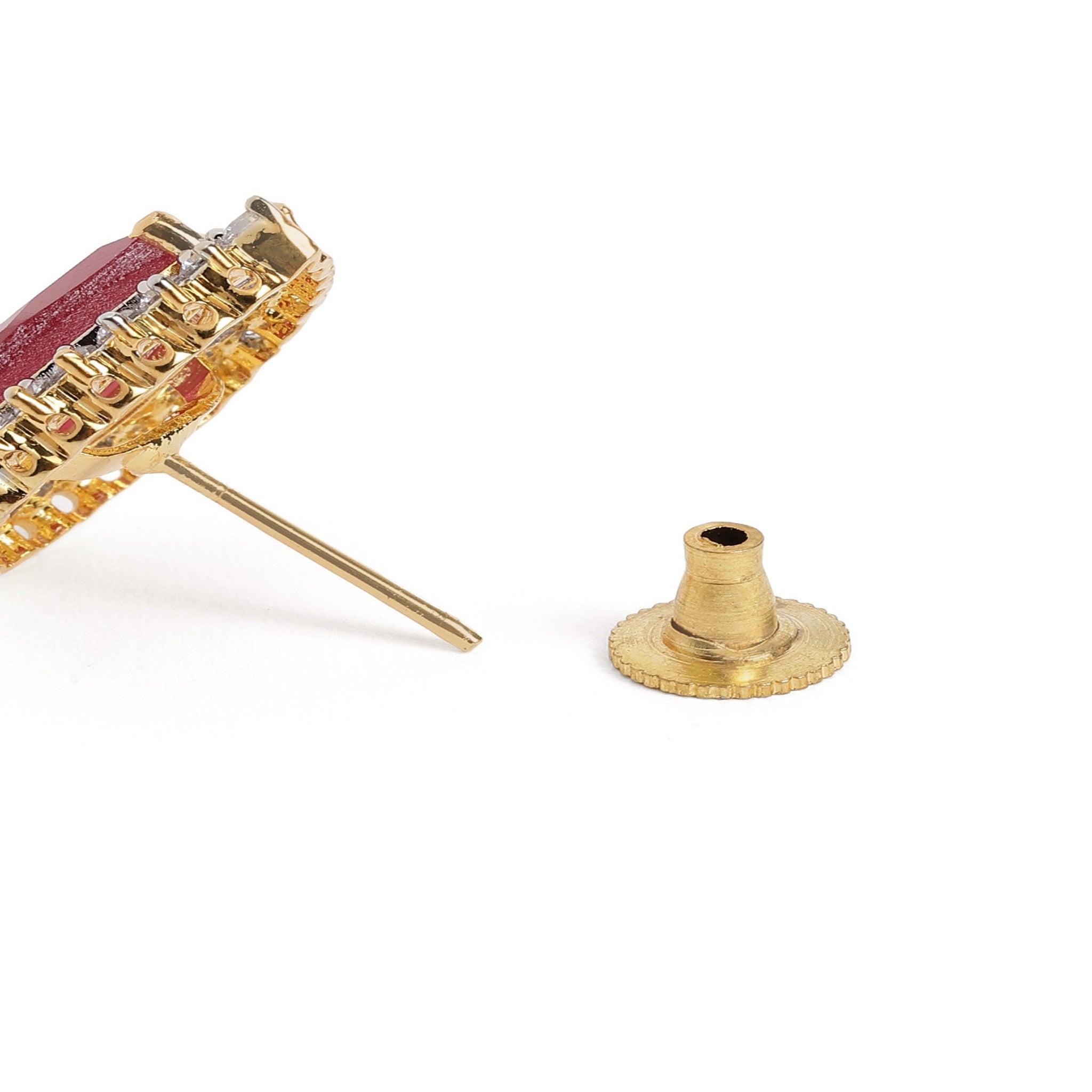 Gold Plated Ruby Classic Stud Earrings