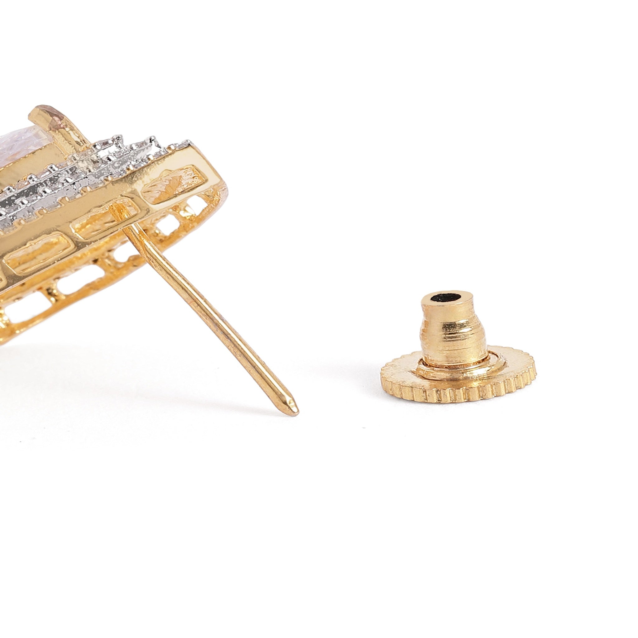 Gold Plated White Stud Earrings