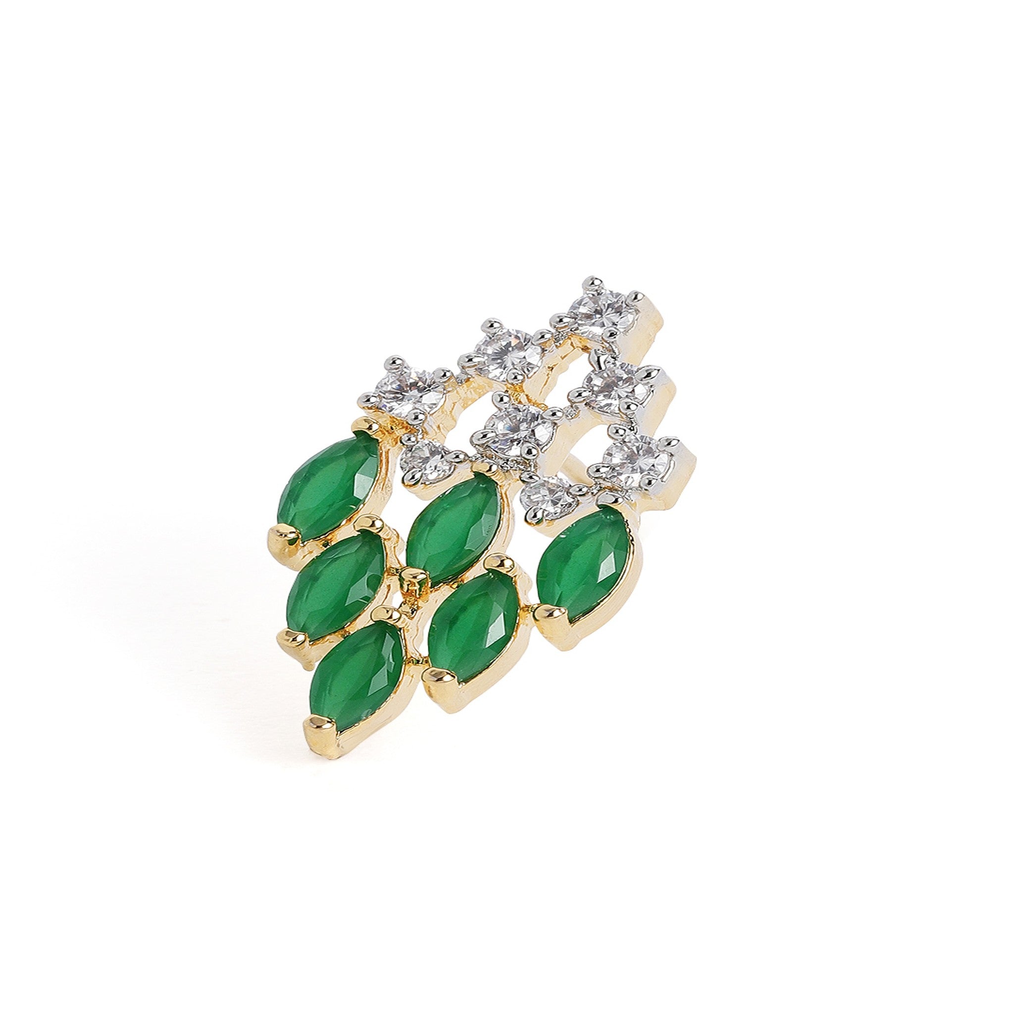 Gold Plated Green AD-Studded Jewellery Set