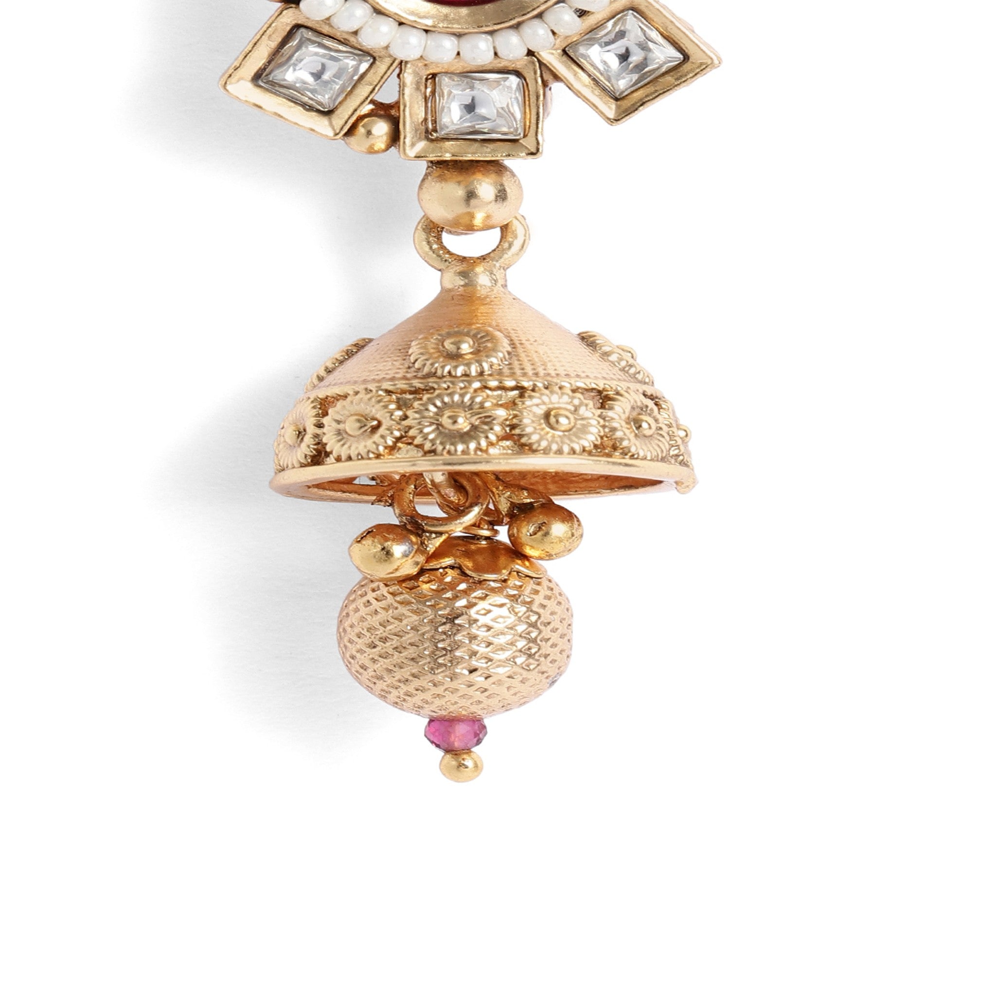 Gold Plated Antique Delicate Ruby Necklace Set