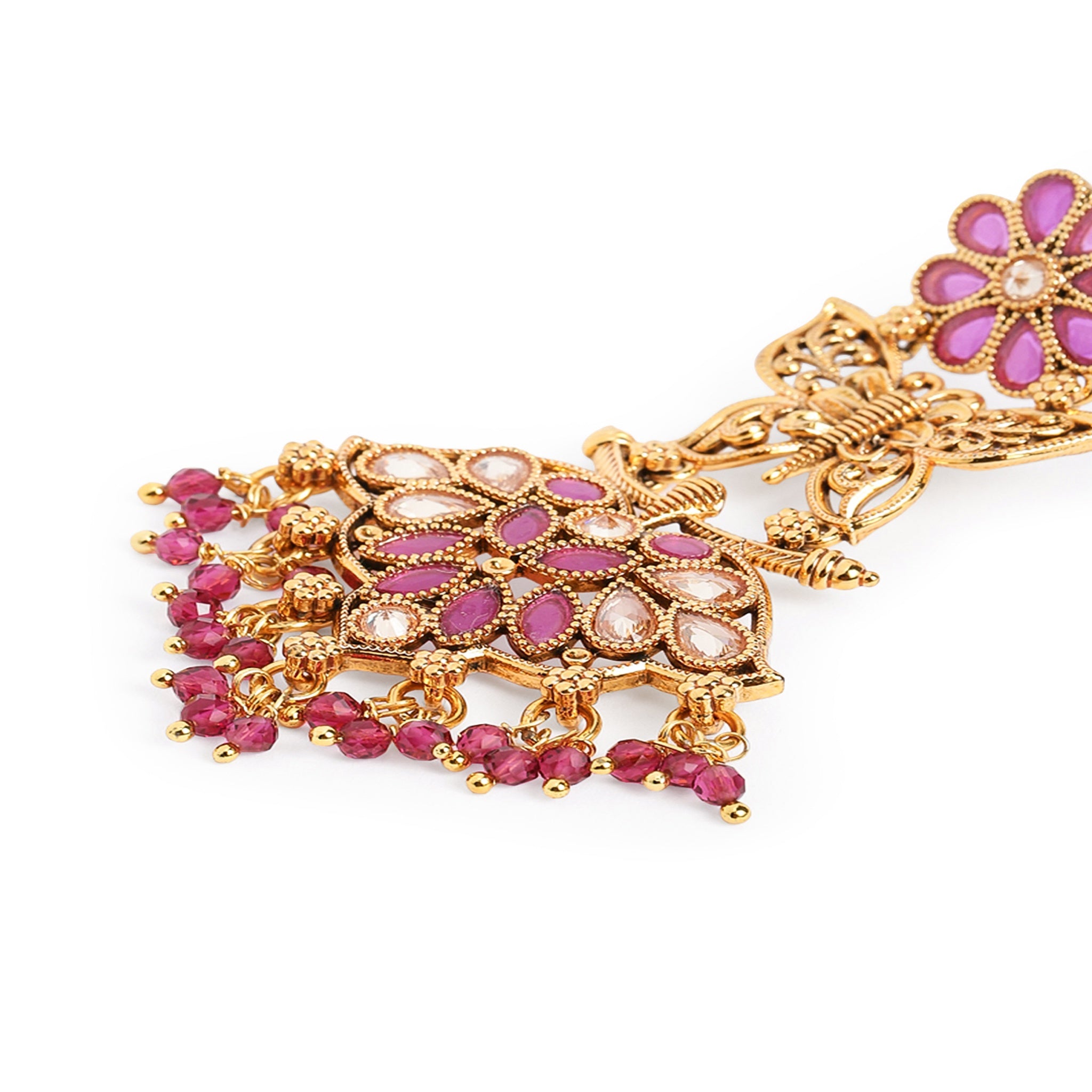 Gold-Plated Ruby Classic Long Earrings