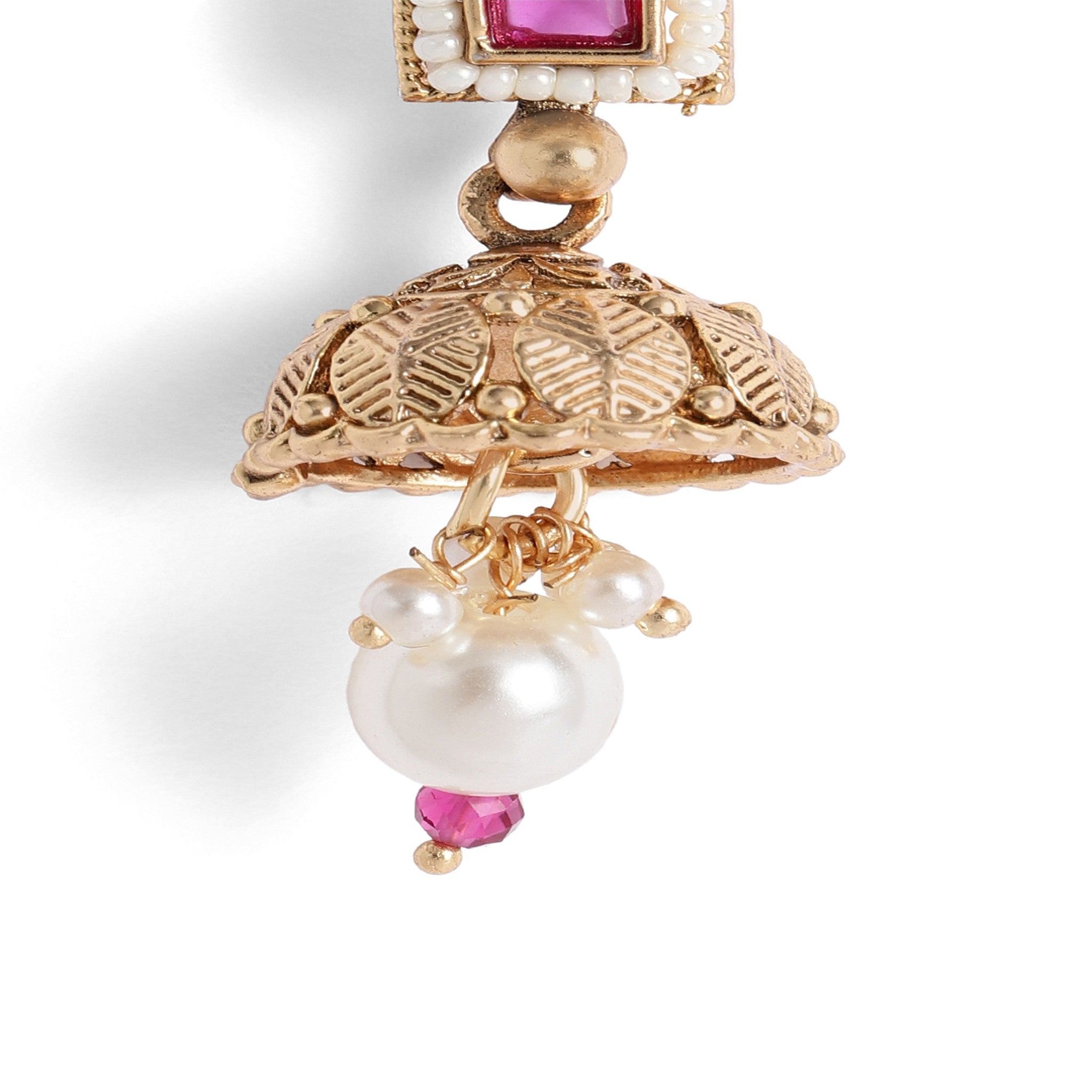Gold Plated Antique Ruby Enamelled Necklace Set