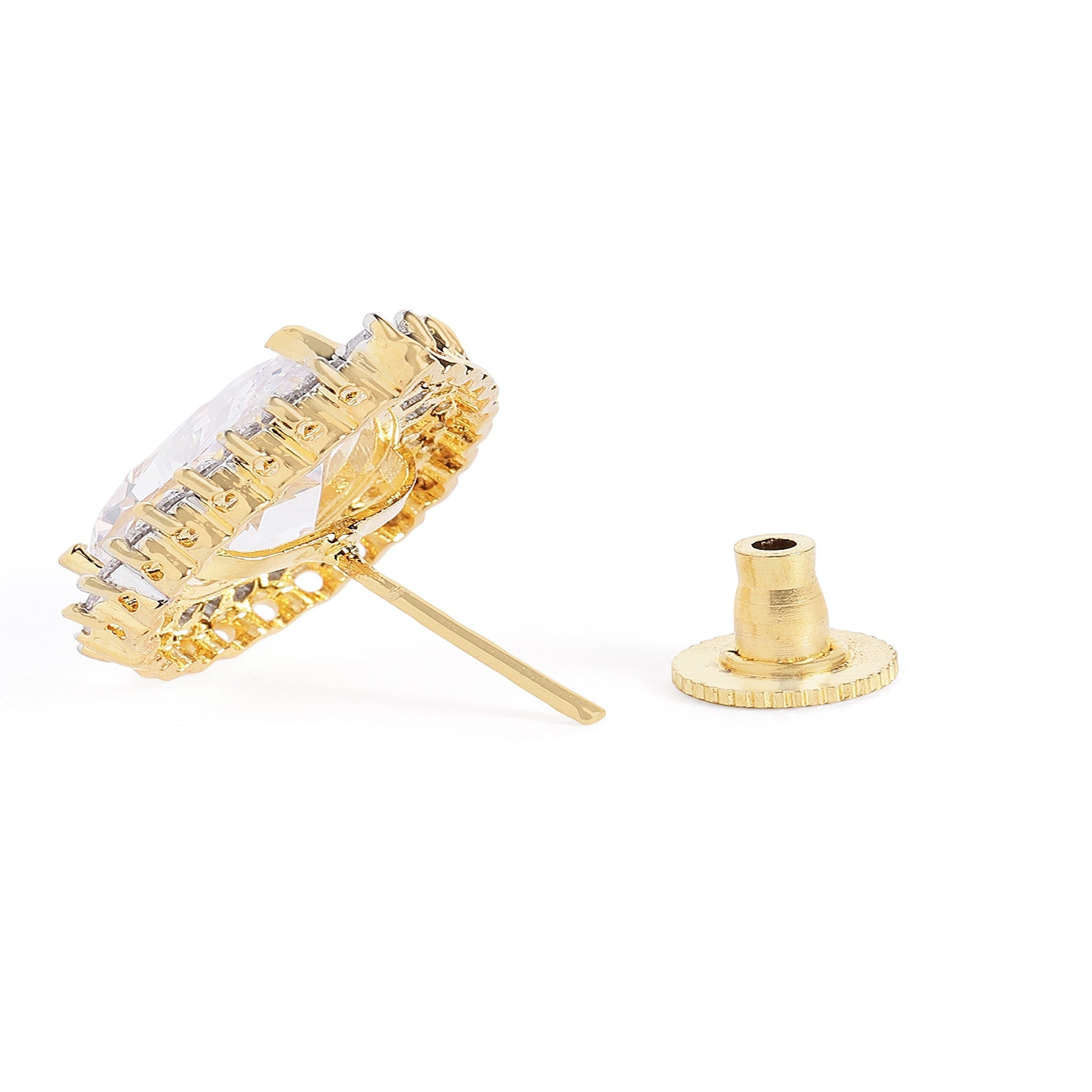 Gold Plated White Classic Stud Earrings