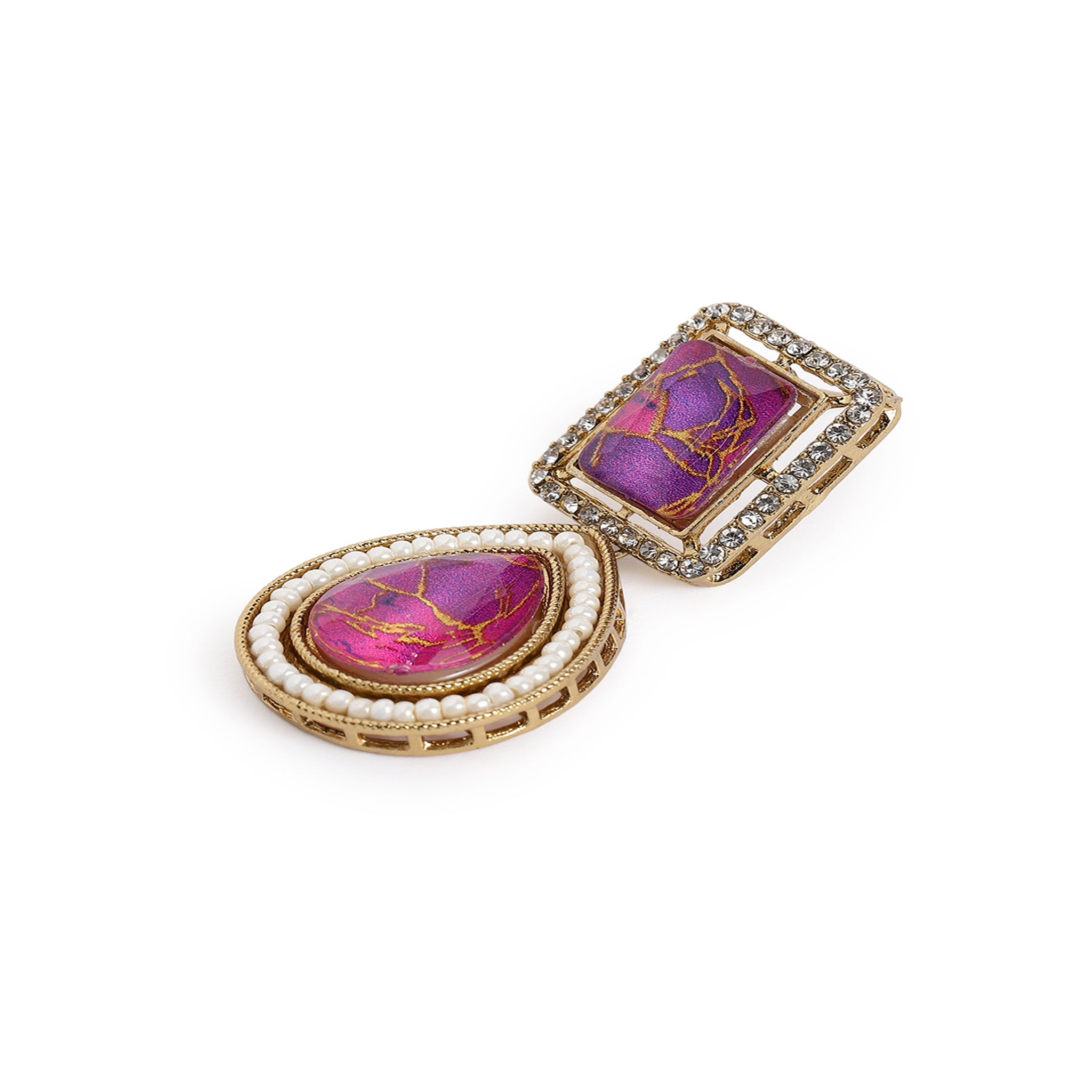 Purple Necklace Set With Antique Finish