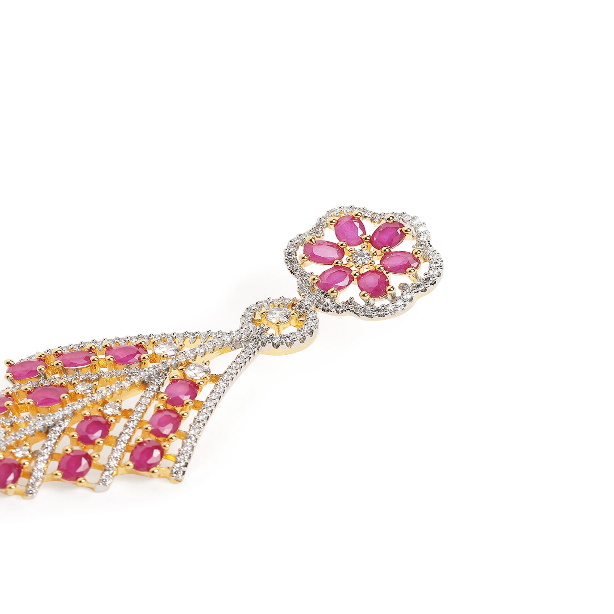 Gold-Plated Ruby Classic Drop Earrings