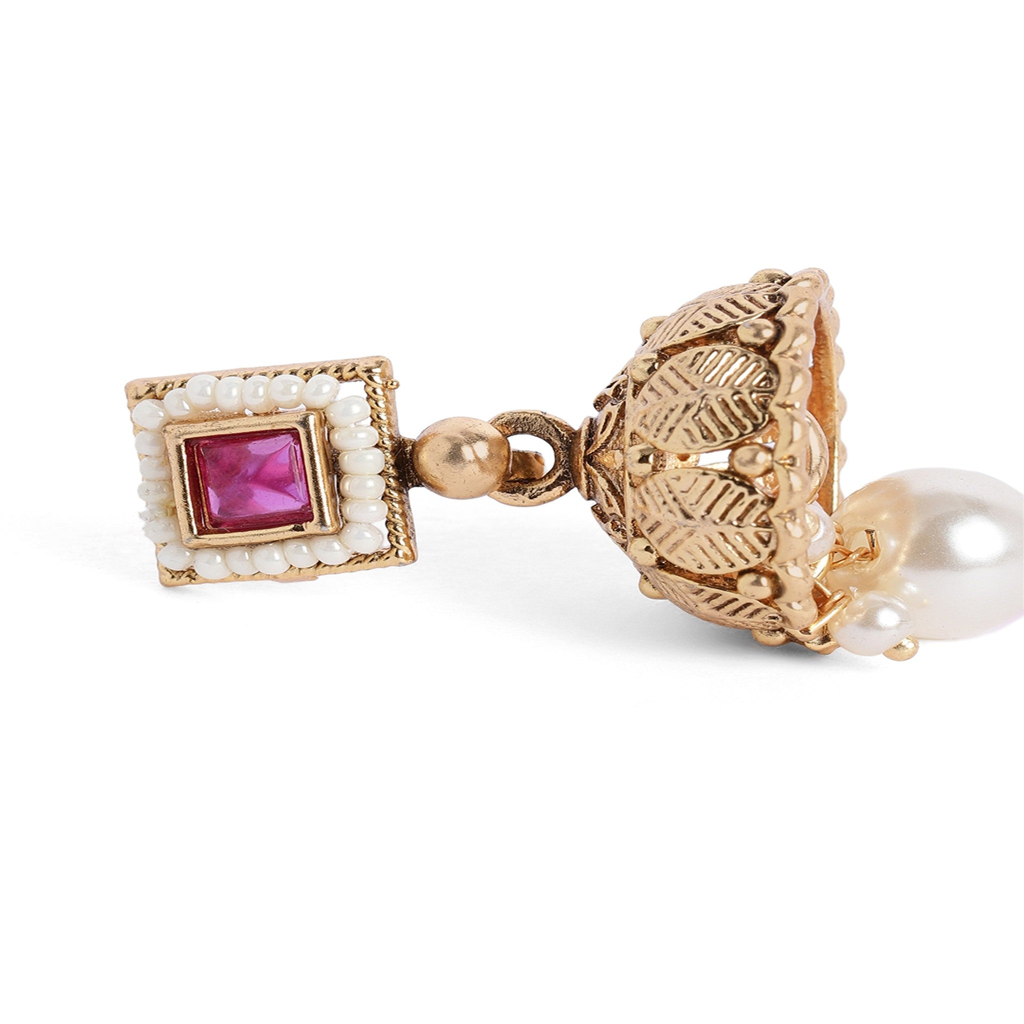Gold Plated Antique Ruby Enamelled Necklace Set