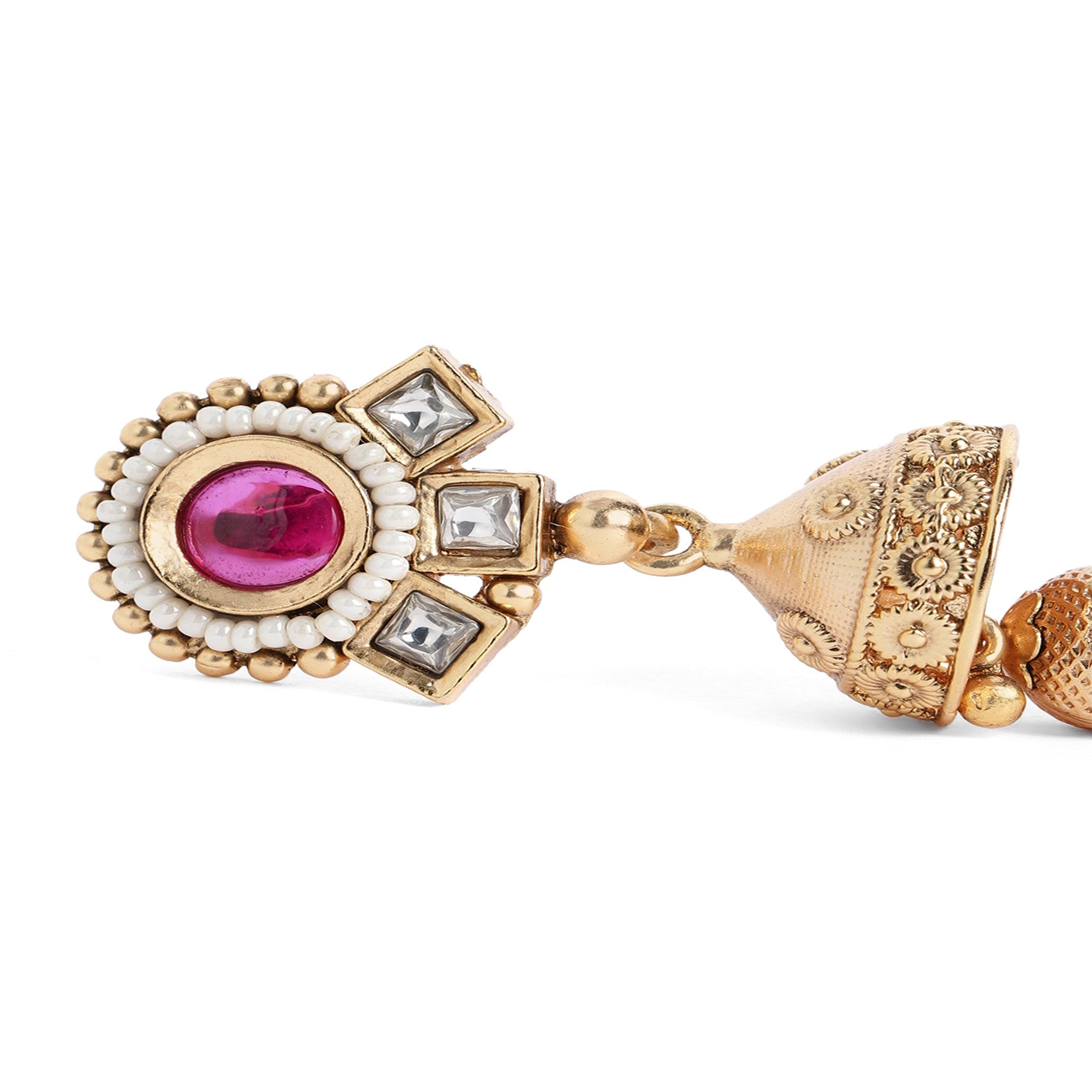 Gold Plated Antique Delicate Ruby Necklace Set