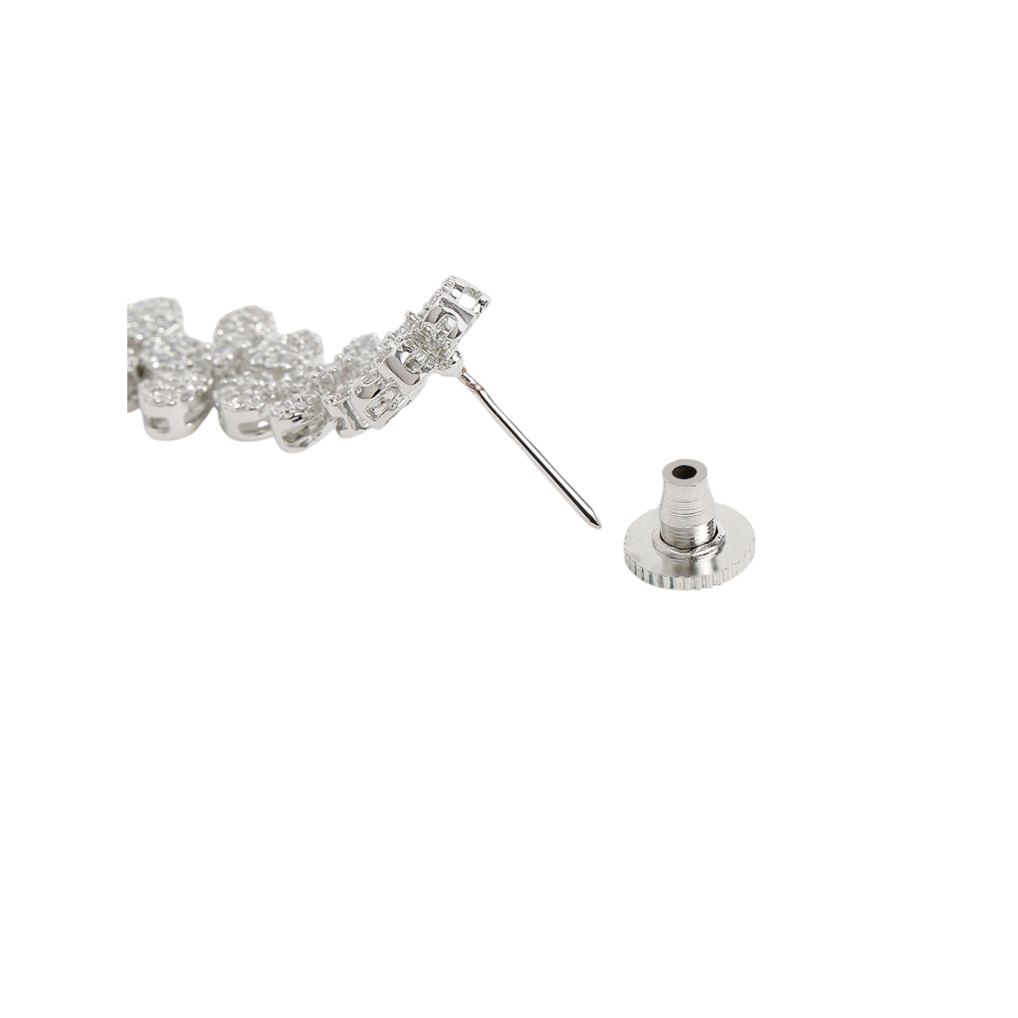 Rhodium-Plated Silver AD-Studded Jewellery Set