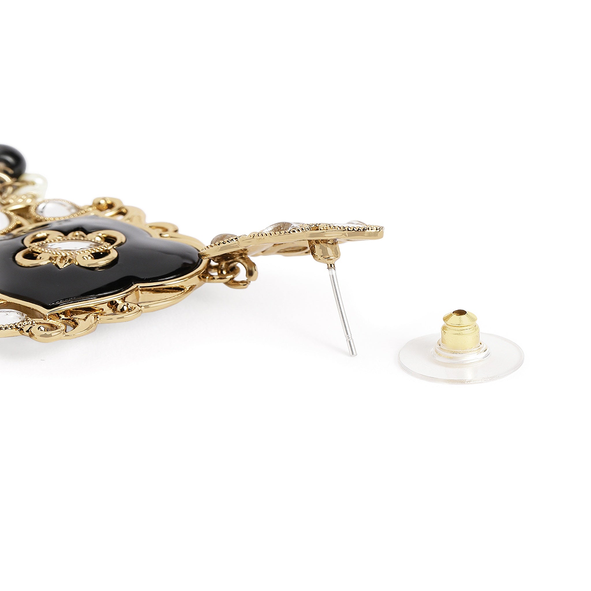 Gold Plated Black Classic Earrings