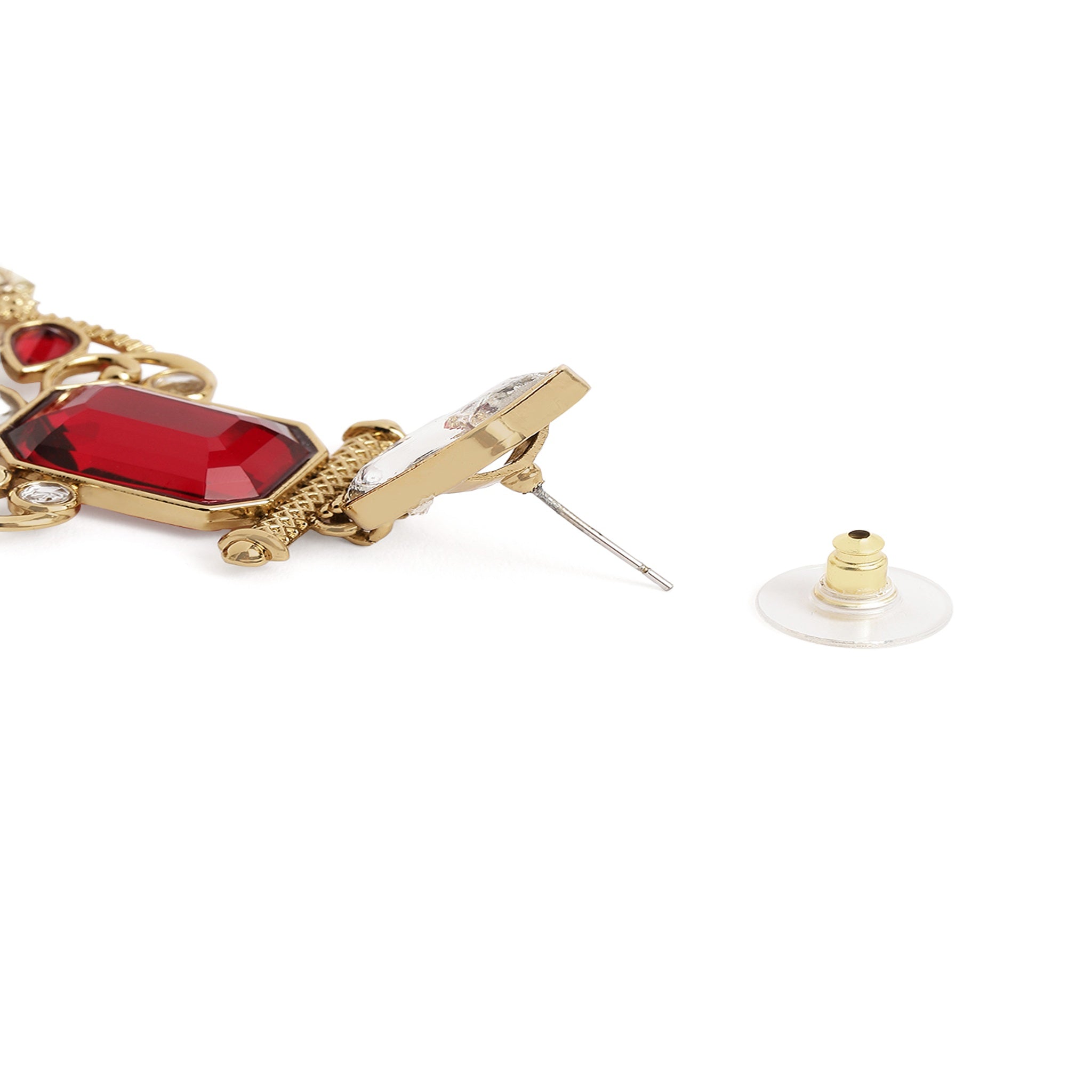 Gold Plated Maroon Chandbali Earrings