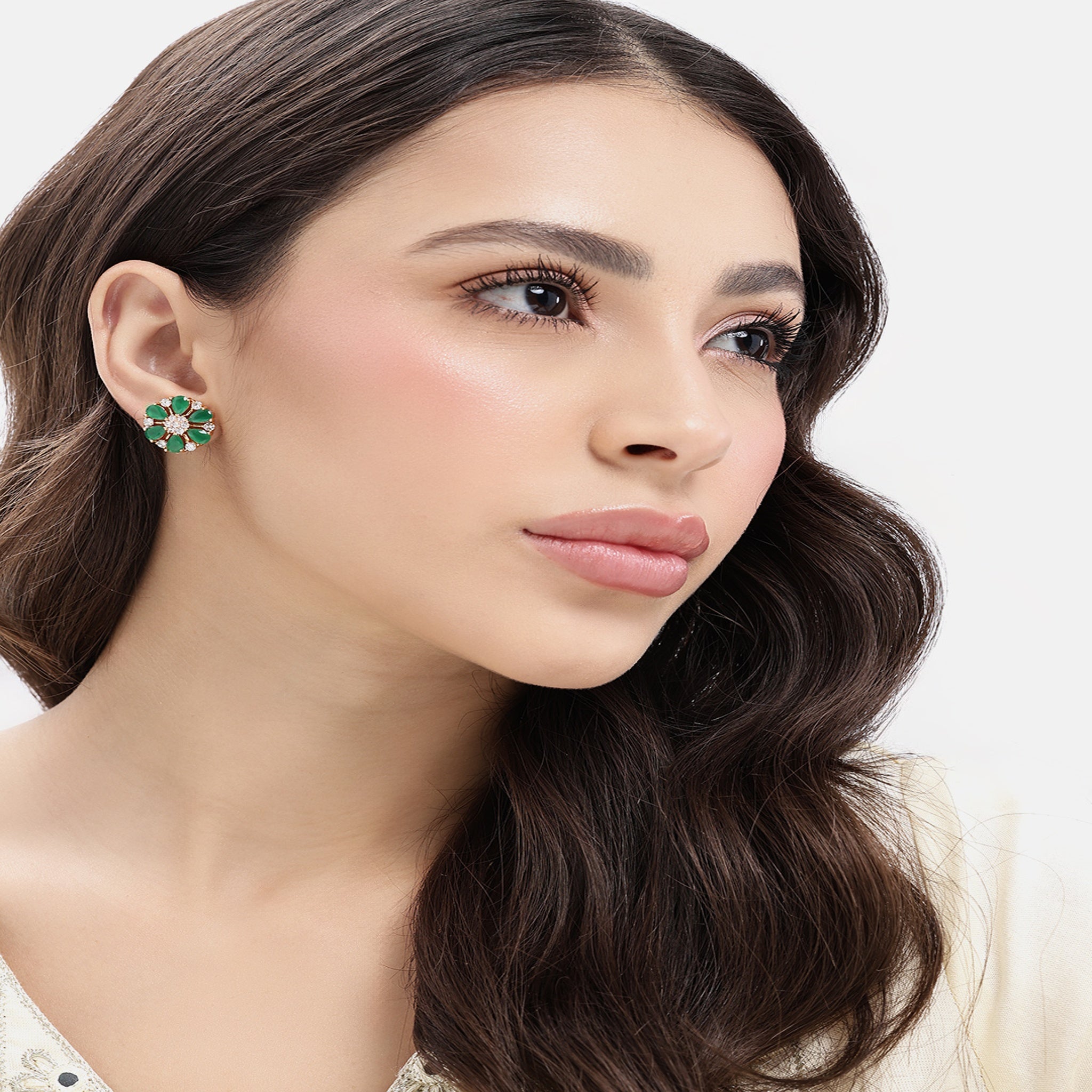 Gold-Plated Green Cubic Zirconia Tops