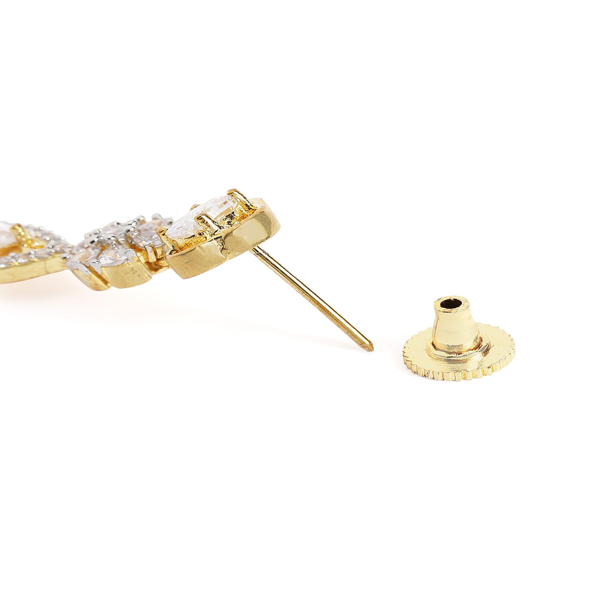 Gold Plated Flower White AD-Studded Jewellery Set