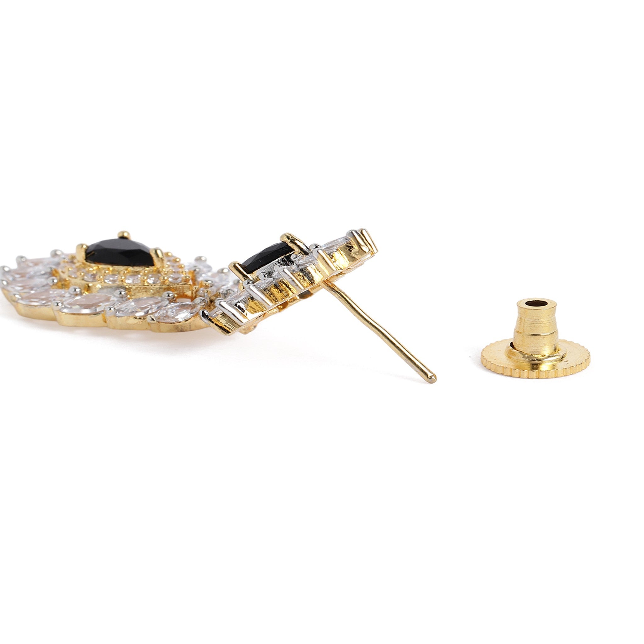 Gold Plated Black AD-Studded Jewellery Set